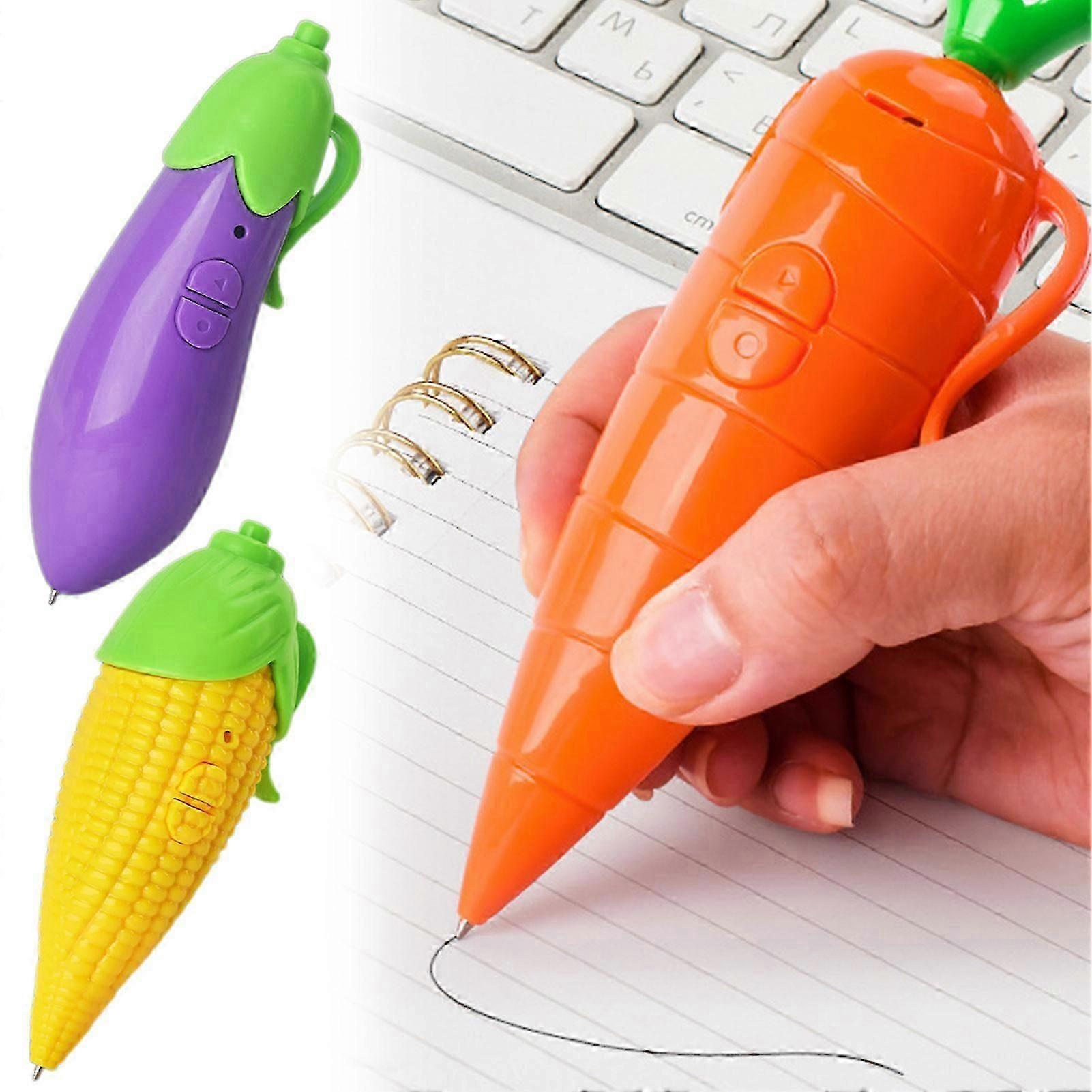 60-Second Voice Recorder with Playback & Audio Recorder Pen - Cute Carrot-Shaped Recorder Device, Smooth-Writing Ballpoint Pen