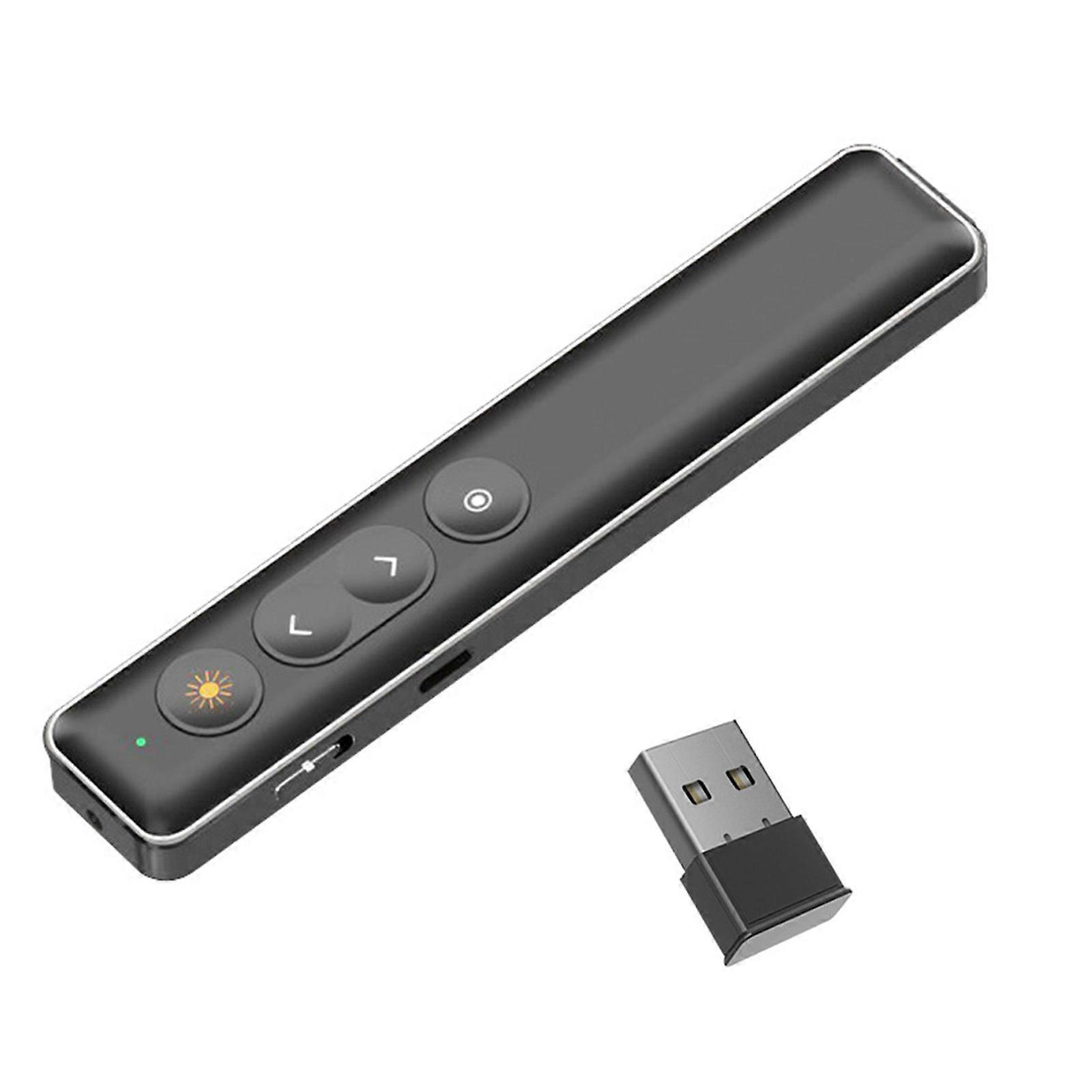 H90S 2.4GHz Wireless Presenter PPT Presentation Clicker Flip Pen Rechargeable, LCD/LED Highlight & Magnify Adjustable  Green