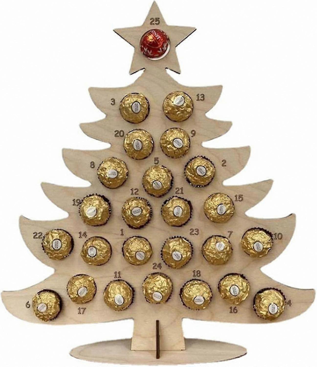 Wooden Advent Calendar with Gift Box for Chocolates and Candy
