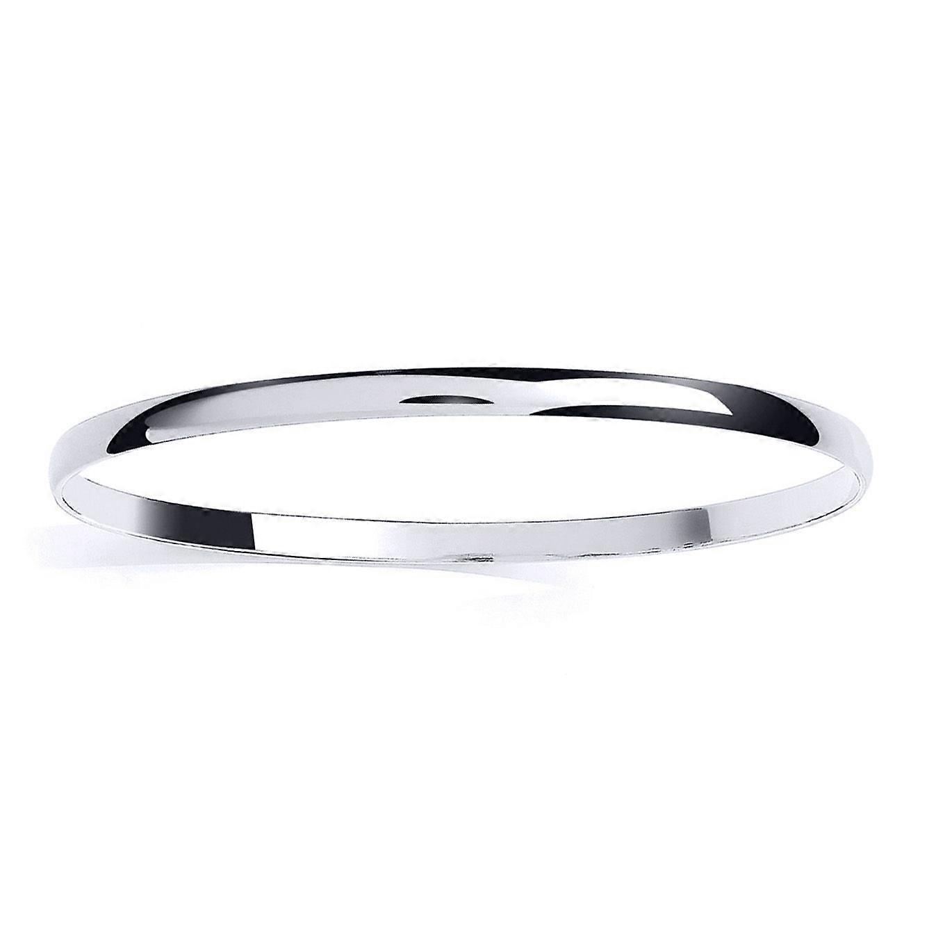 Jewelco London Sterling Silver Ladies 4mm Plain Solid D Shape Bangle