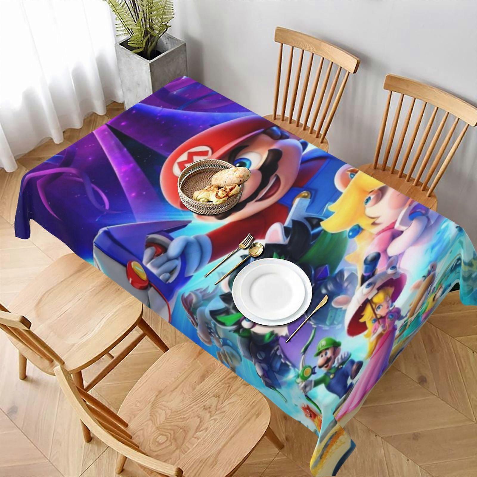 Mario Rectangular Tablecloth Water Resistance Antiwrinkle Spillproof Soft Fabric Table Cloth 60"X90"