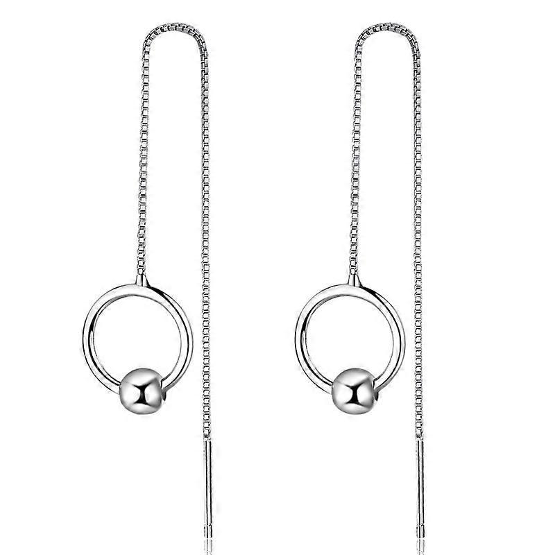 Long Ear Threads, Women's Elegant Simple Fresh Versatile Hoop Copper Earrings