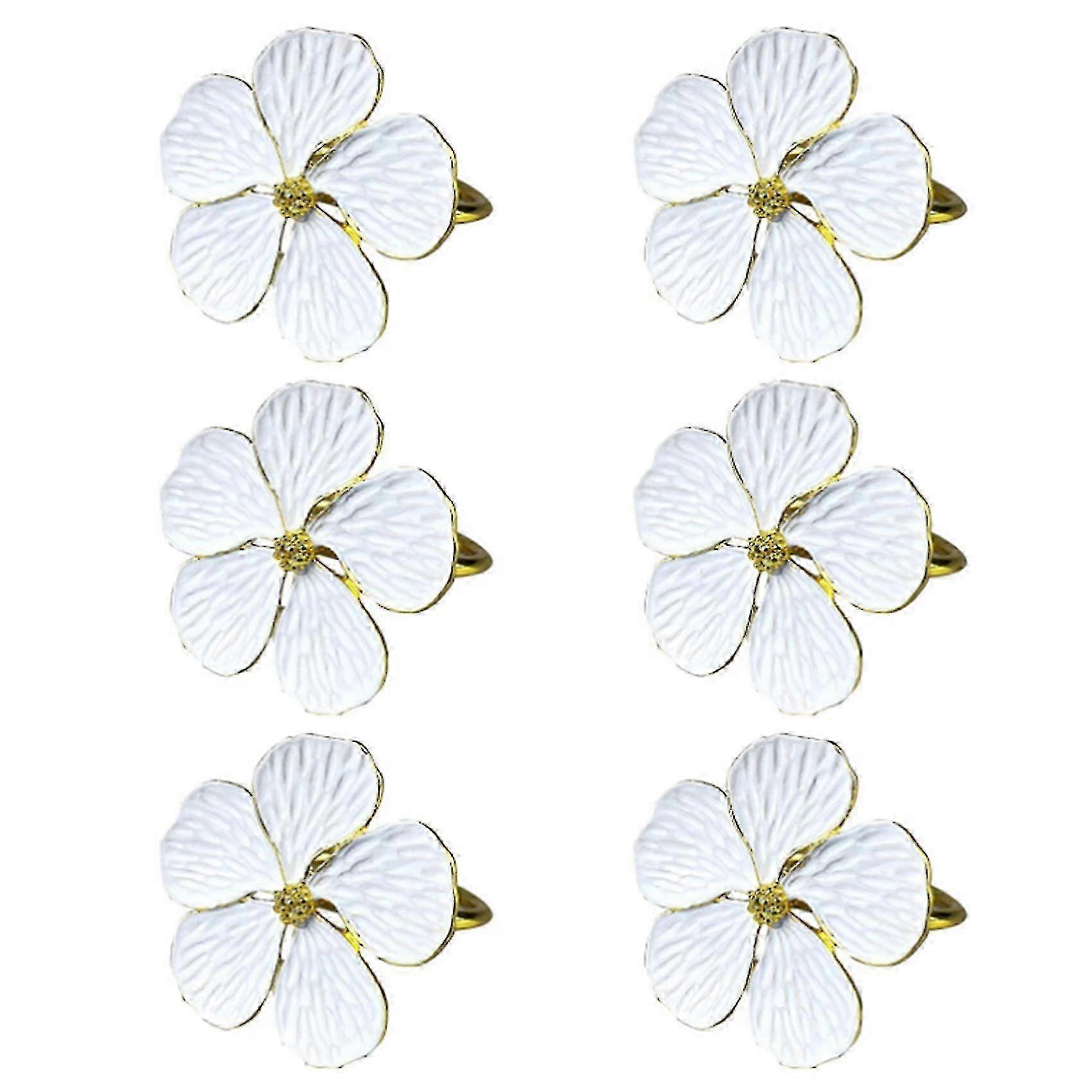 6pcs Floral Napkin Rings for Wedding Table Decor - Elegant Dining Setting