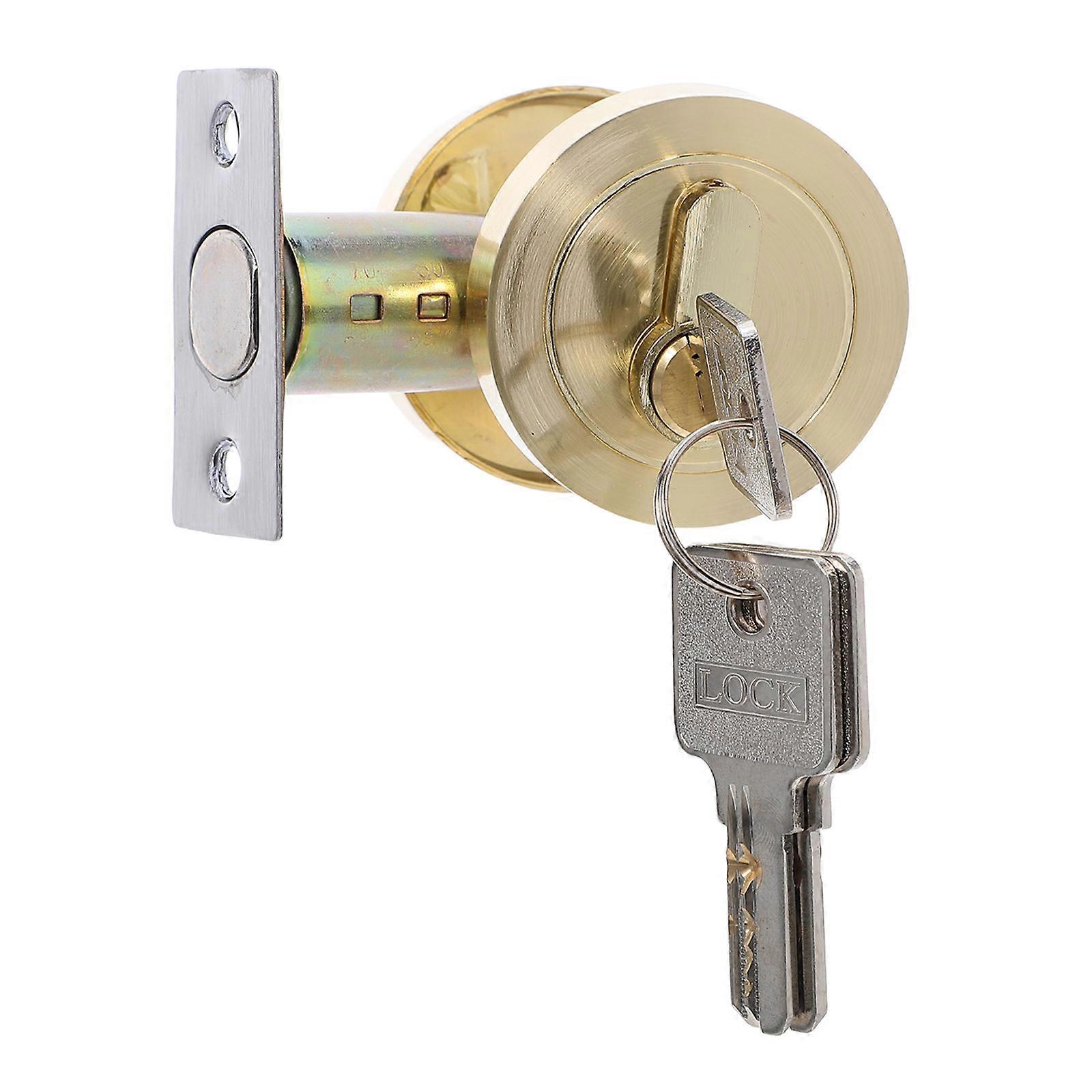 Round Shape Zinc Alloy Key Controlled Deadbolt Lock For Home Use 1 Set With 3 Keys