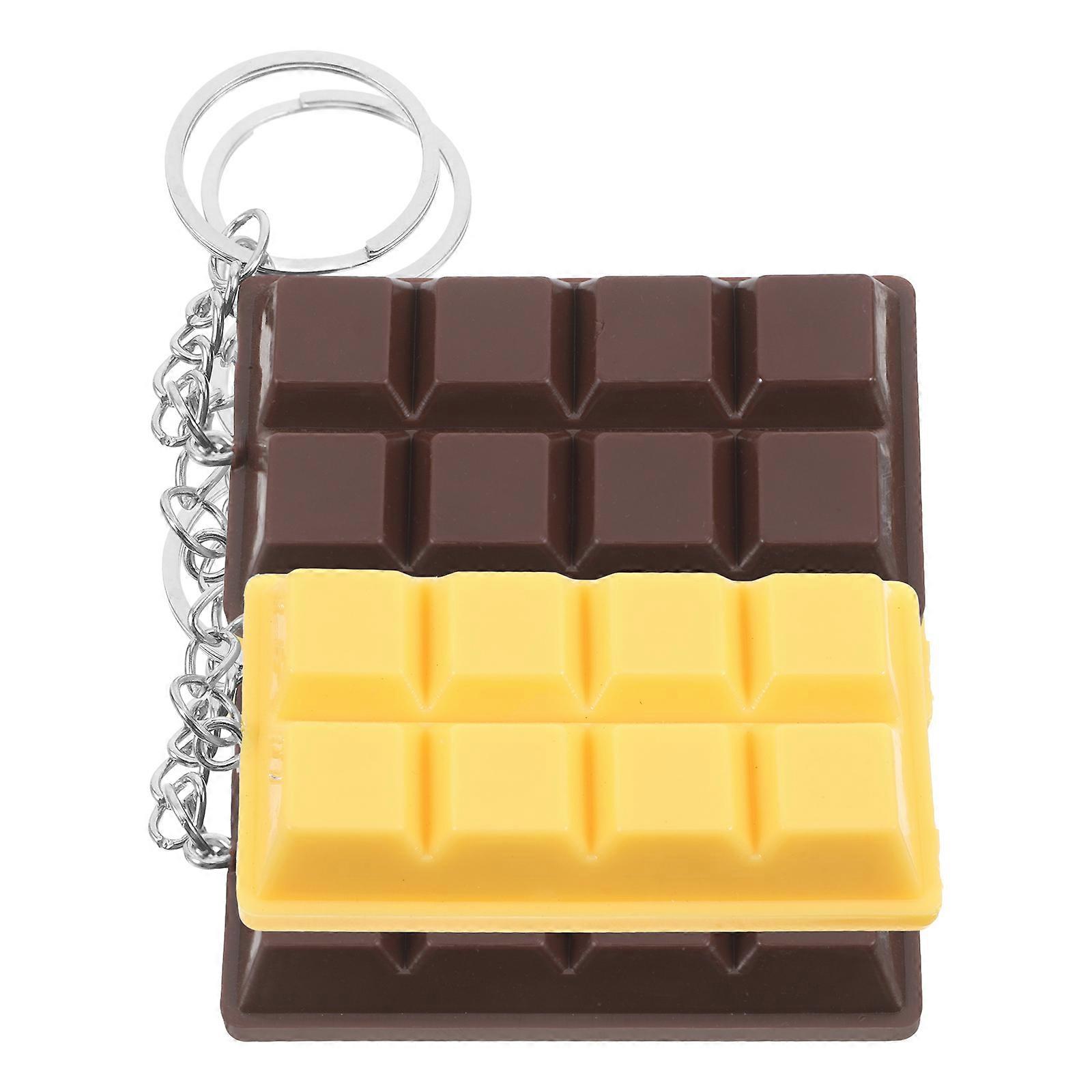 Chocolate Model Keychains Chocolate Block for Backpacks Key Holder Pvc Material 4Pcs