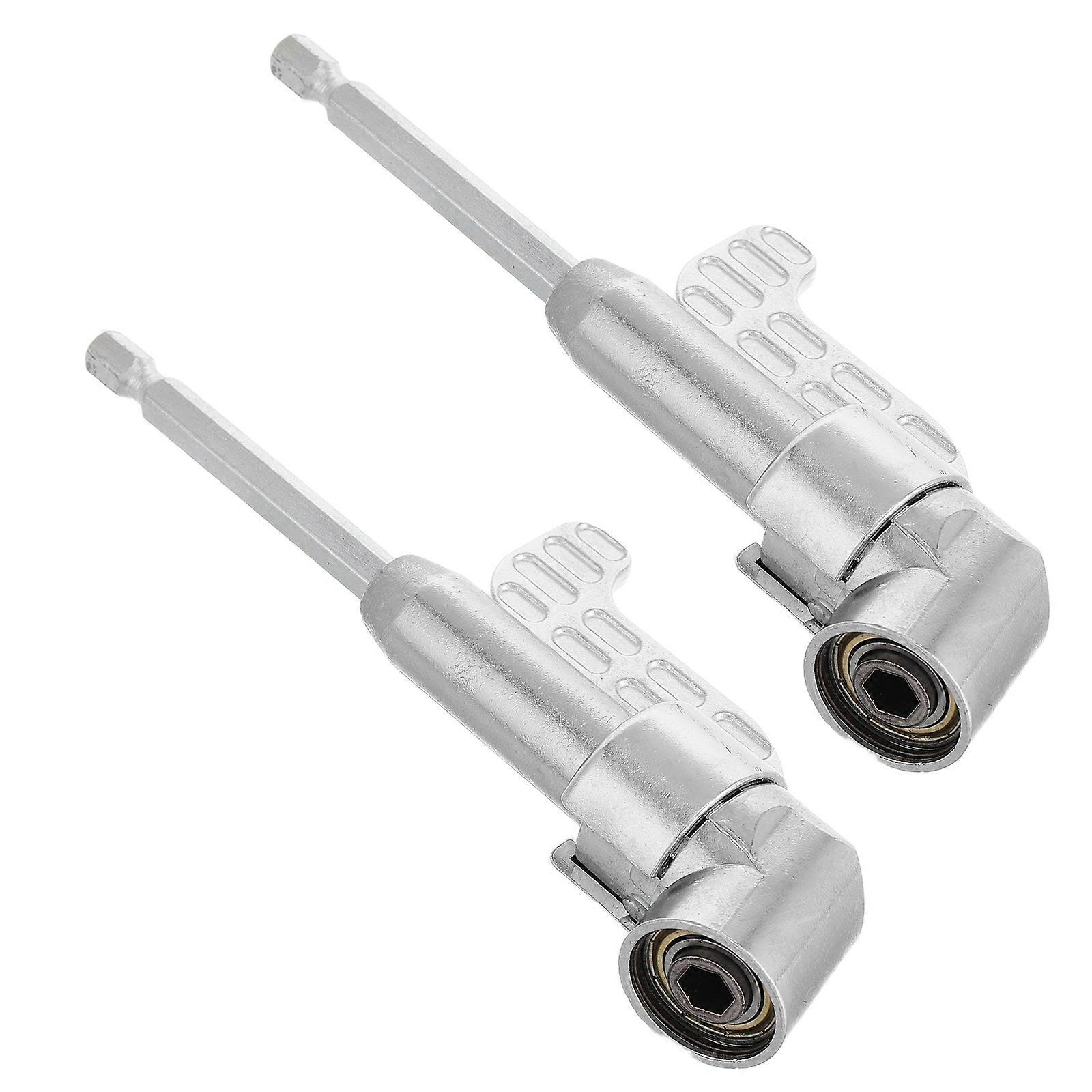Right Angle Driver Tool for Screwdriver Drill Repair 2Pcs Metal Silver Adapter