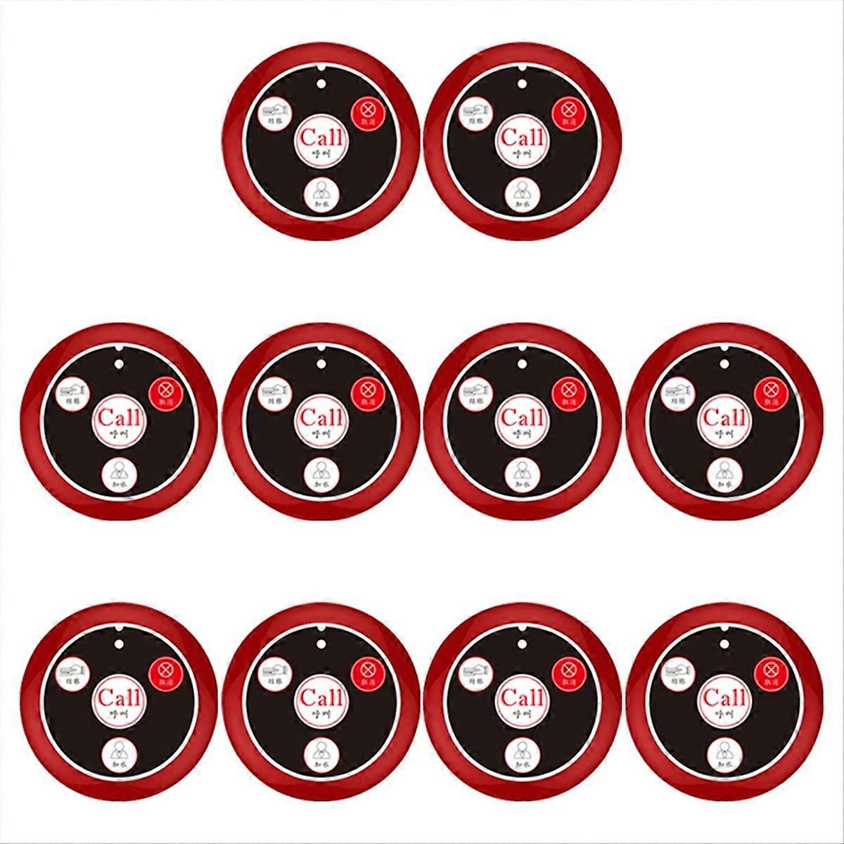 10PCS Call Button Wireless Pager Waiter Calling System Red