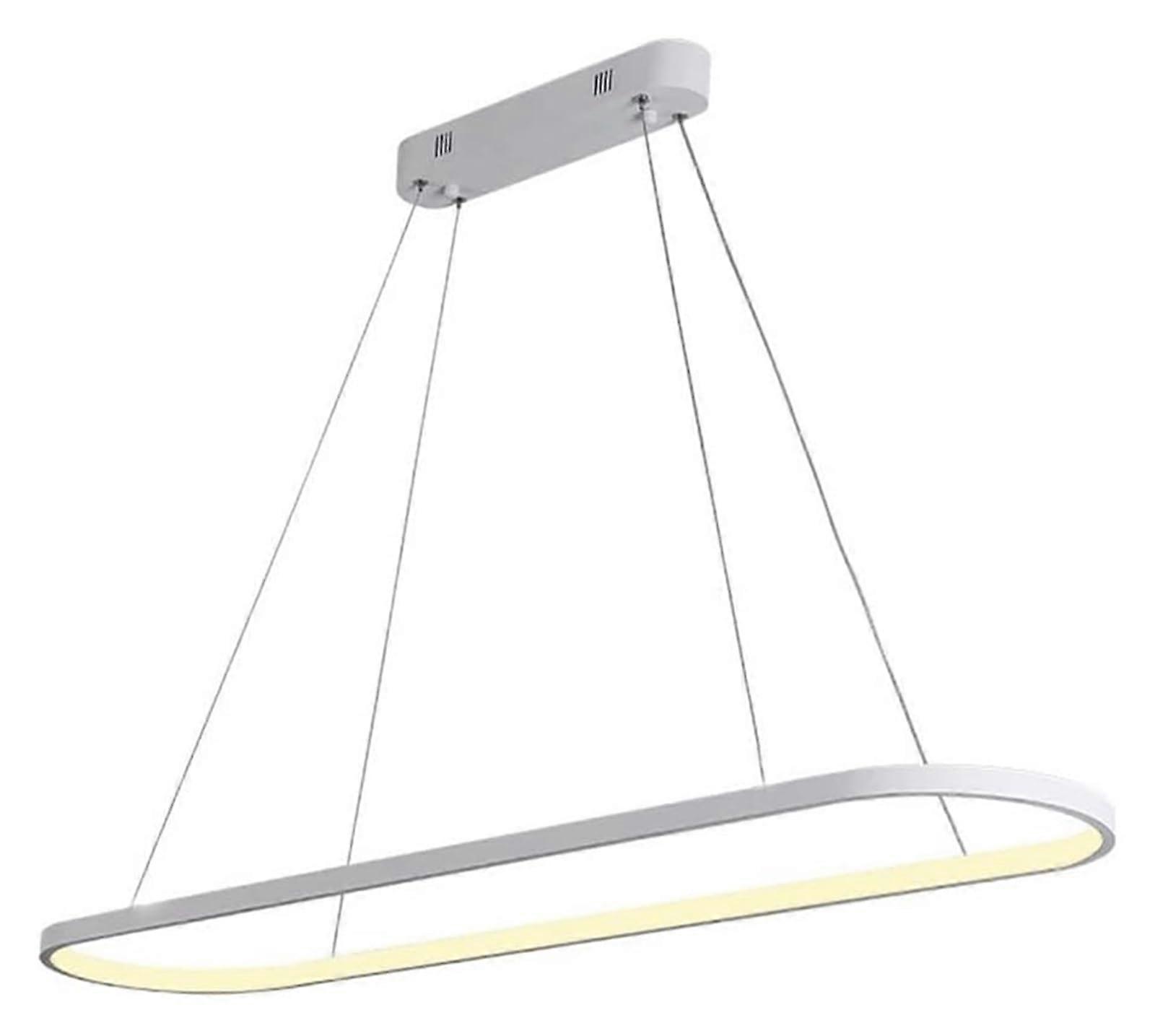 Adjustable Linear LED Chandelier with Tricolor Oval Ring Design for Dining Room White 70cm