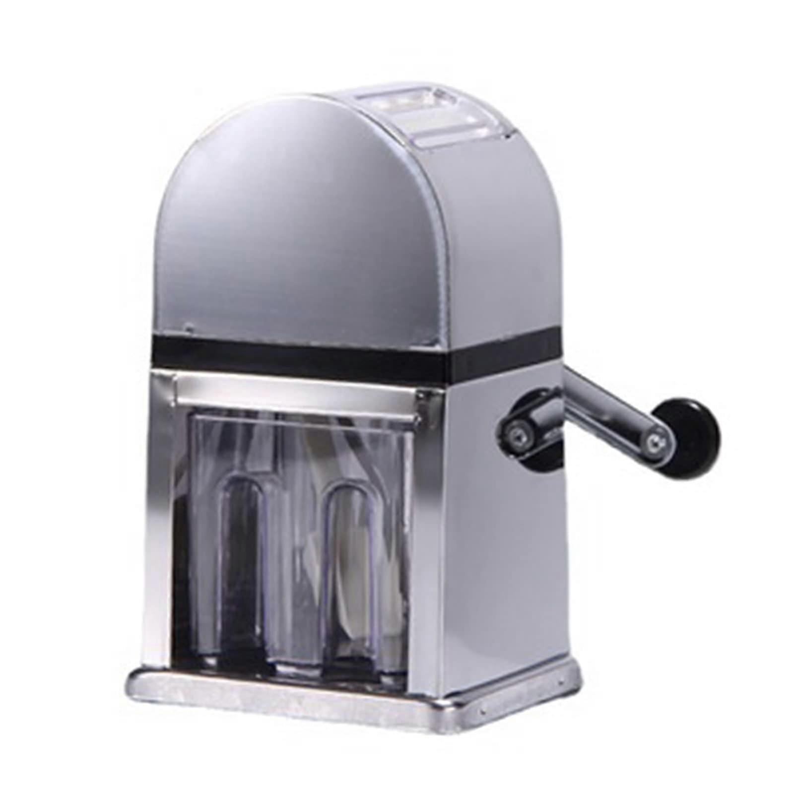 Manual Ice Crusher Shaved Ice Machine with Hand Crank for Snow Cones and Slushies Silver 26.5cm