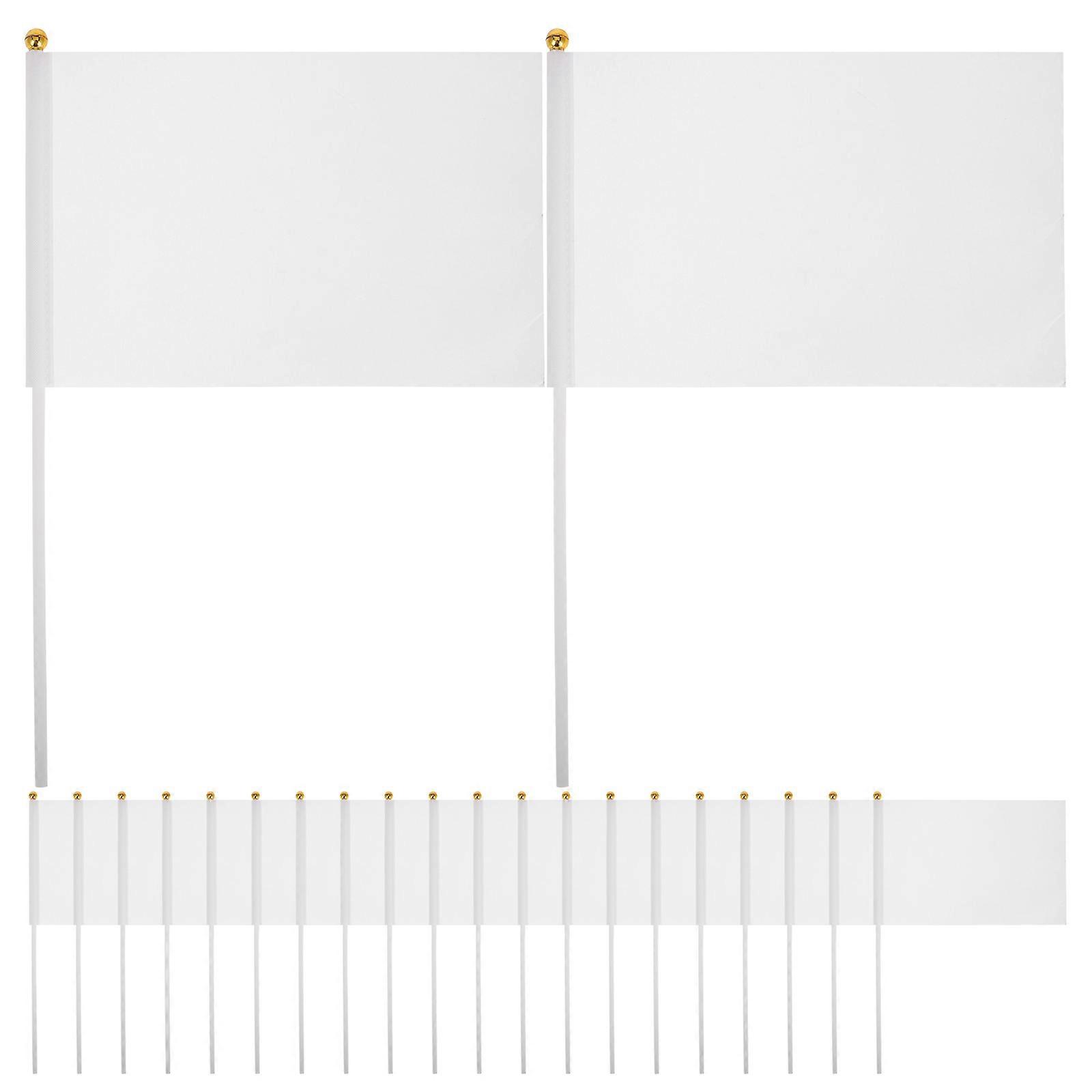 48PCS Hand-Cranked Bunting Flag Commanding Referee Flag Hand Waving Flag Command Flag (White)