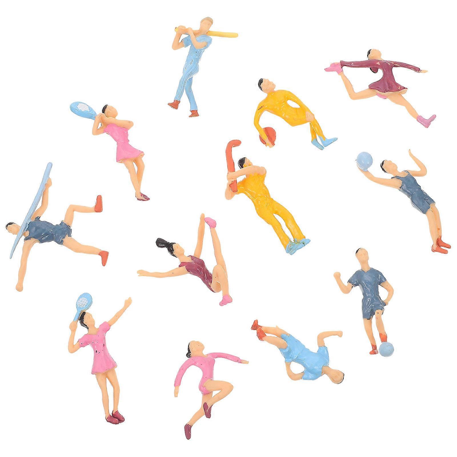 12pcs Simulated Human Models Sports Player Models Scene Ornaments (Mixed Style)