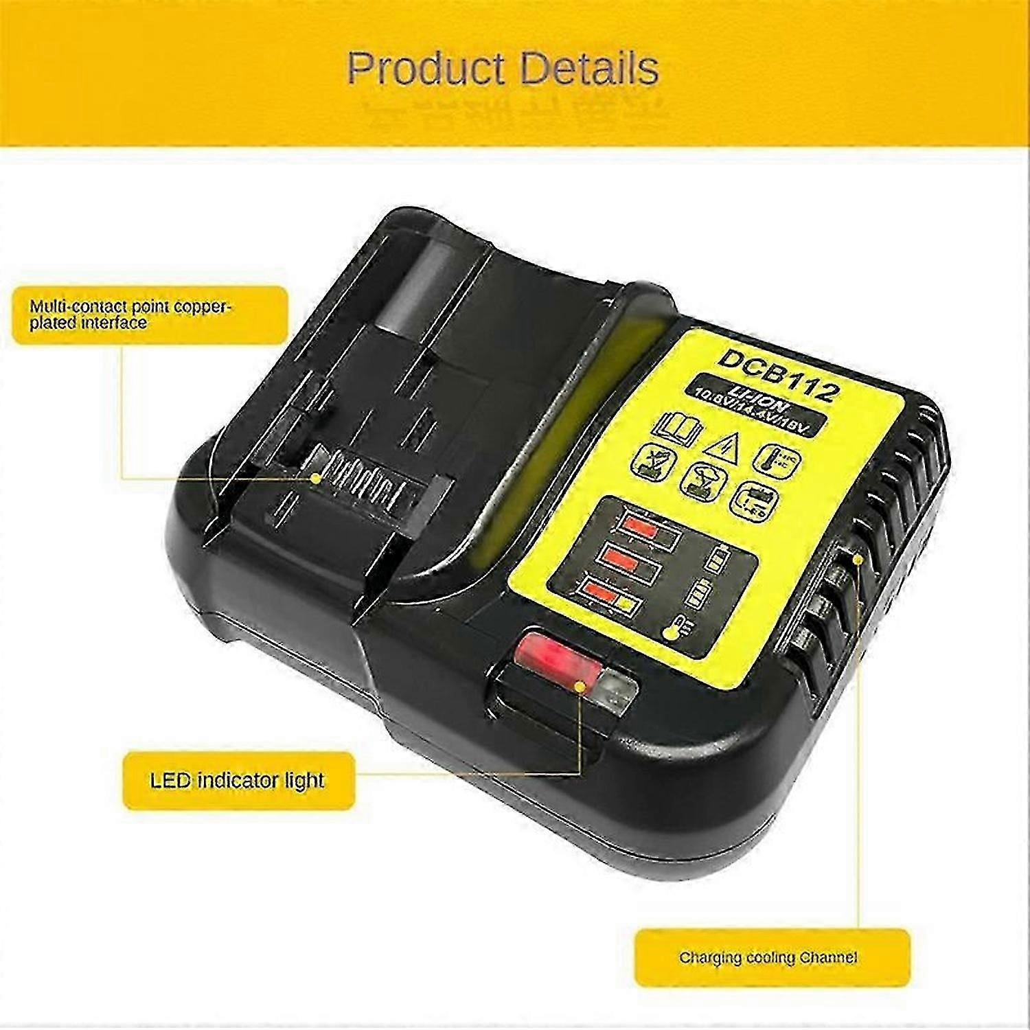 DCB112 Lithium Battery Charger for Dewalt 10.8V 12V 14.4V 18V EU Plug