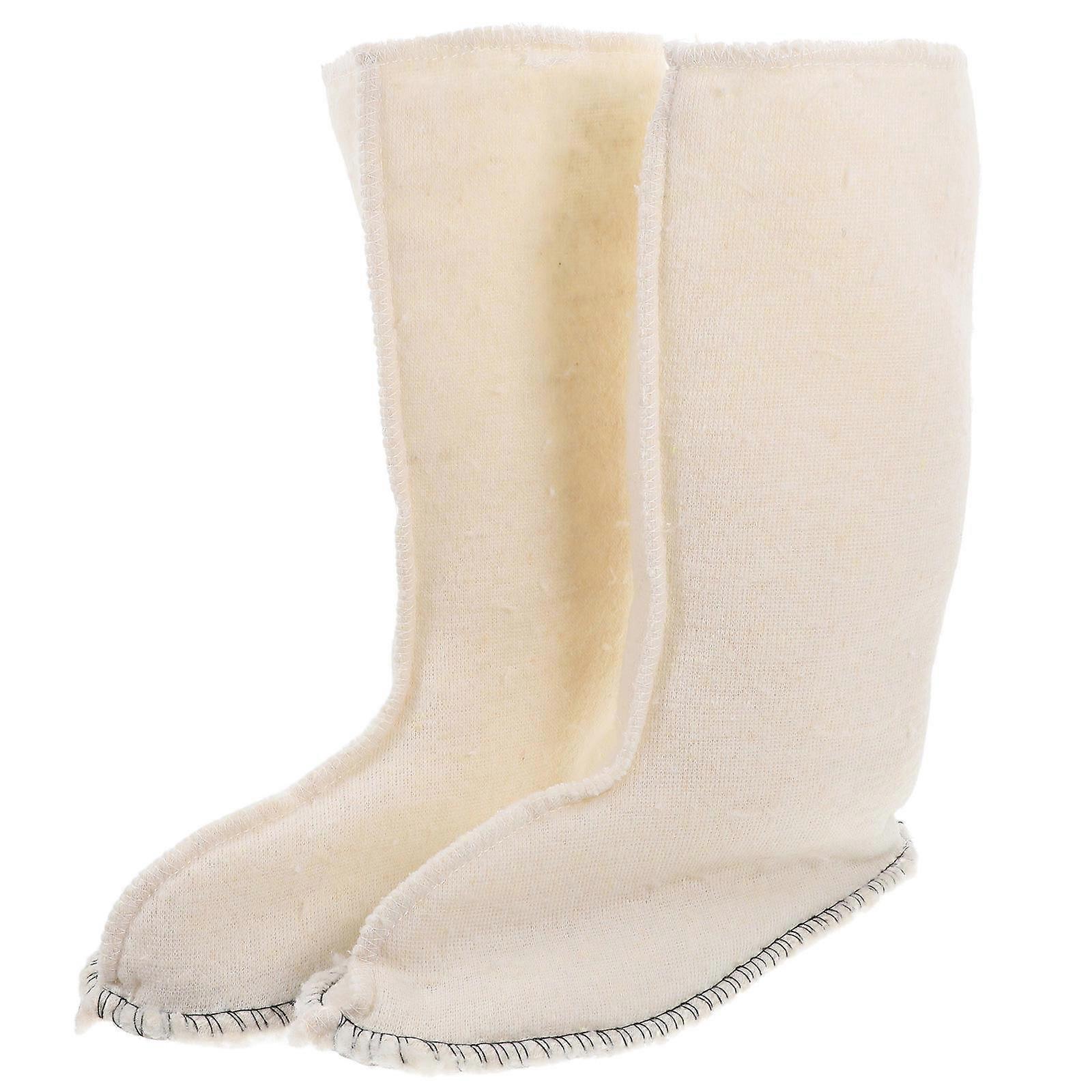 Warm Boot Liners Detachable Thermal Liners for Winter Boot 1Pair Beige Plush
