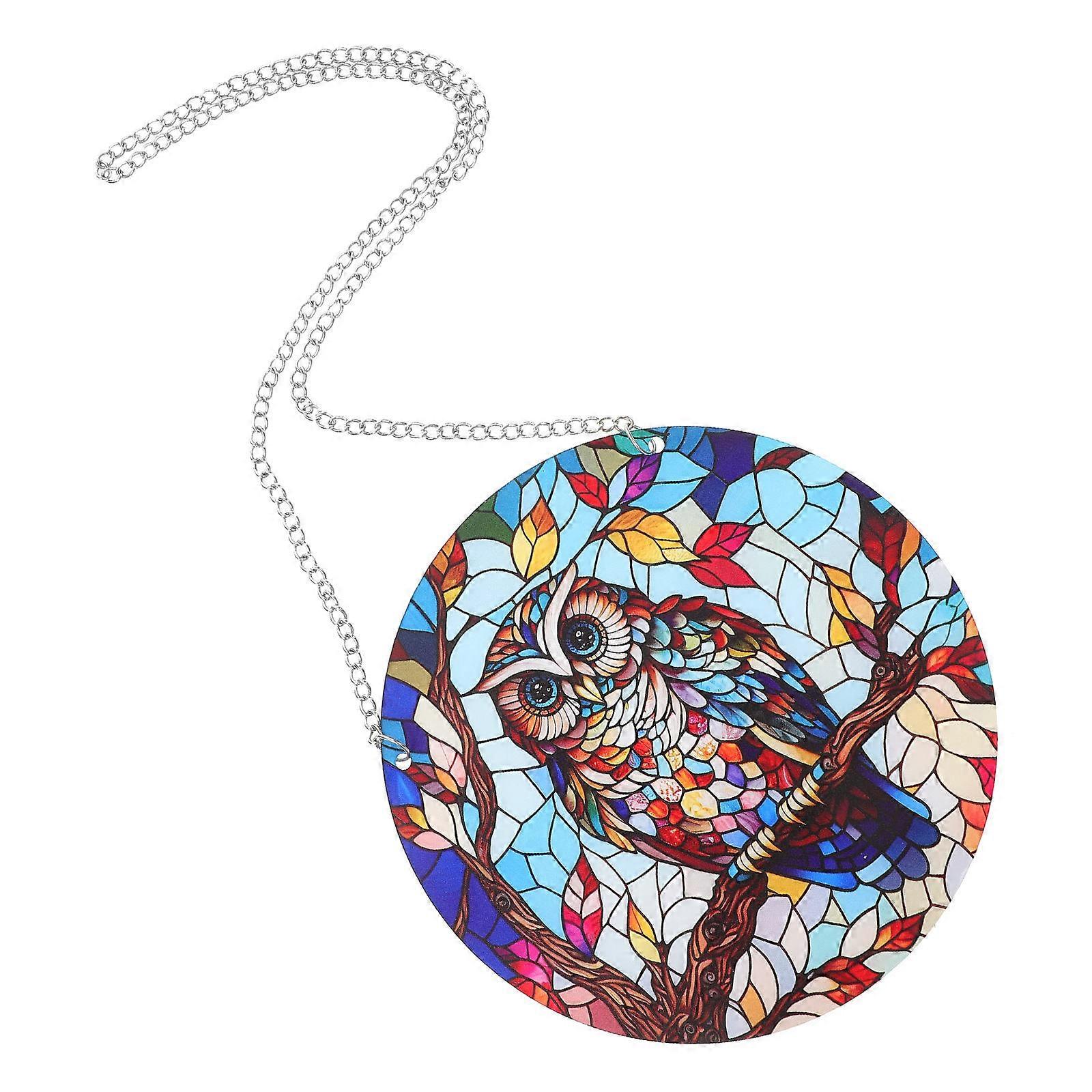 Owl Acrylic Hanging Pendant for Window Decoration Stained Panel