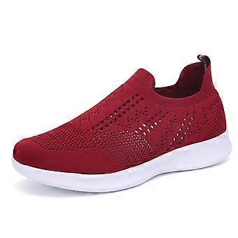 Breathable mesh sports casual shoes for middle-aged and elderly people, soft sole, flat heel, hollow-out design, slip-on shoes for men and w