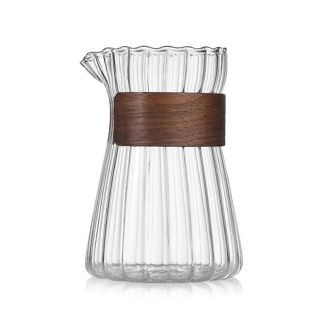 Glass Coffee Carafe with Wooden Handle and Glass Creamer Pitcher Set for Elegant Coffee Serving