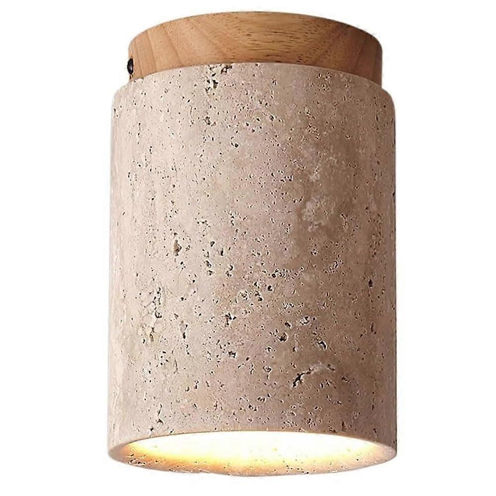 Modern Solid Wood Flush Mount Ceiling Light, Japanese Style E27 Lamp for Living Room Corridor
