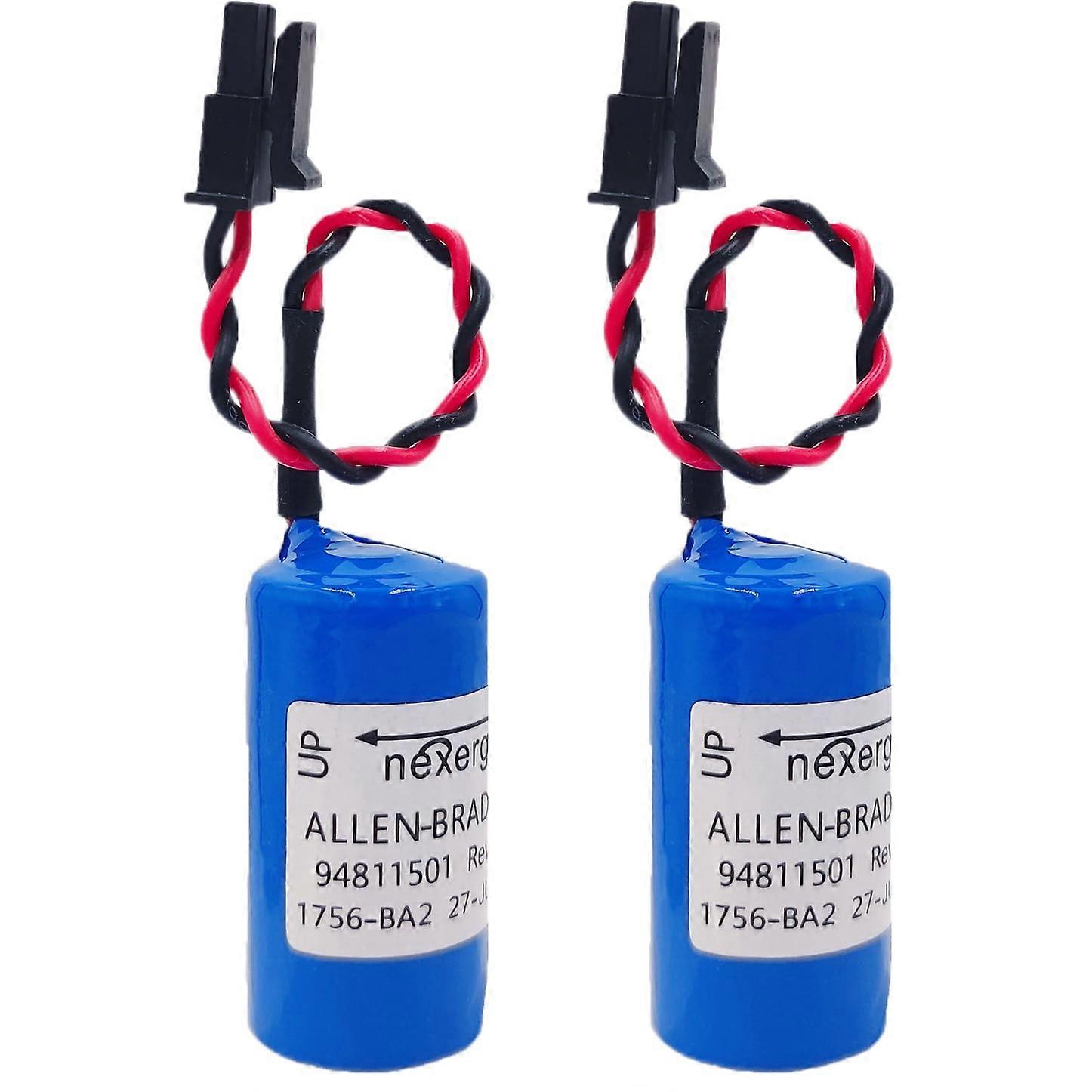 (2 Pack) 1756BA2 PLC Battery 3V 1800mAh BR2/3AAB Lithium Reliable Memory Backup for Allen Bradley
