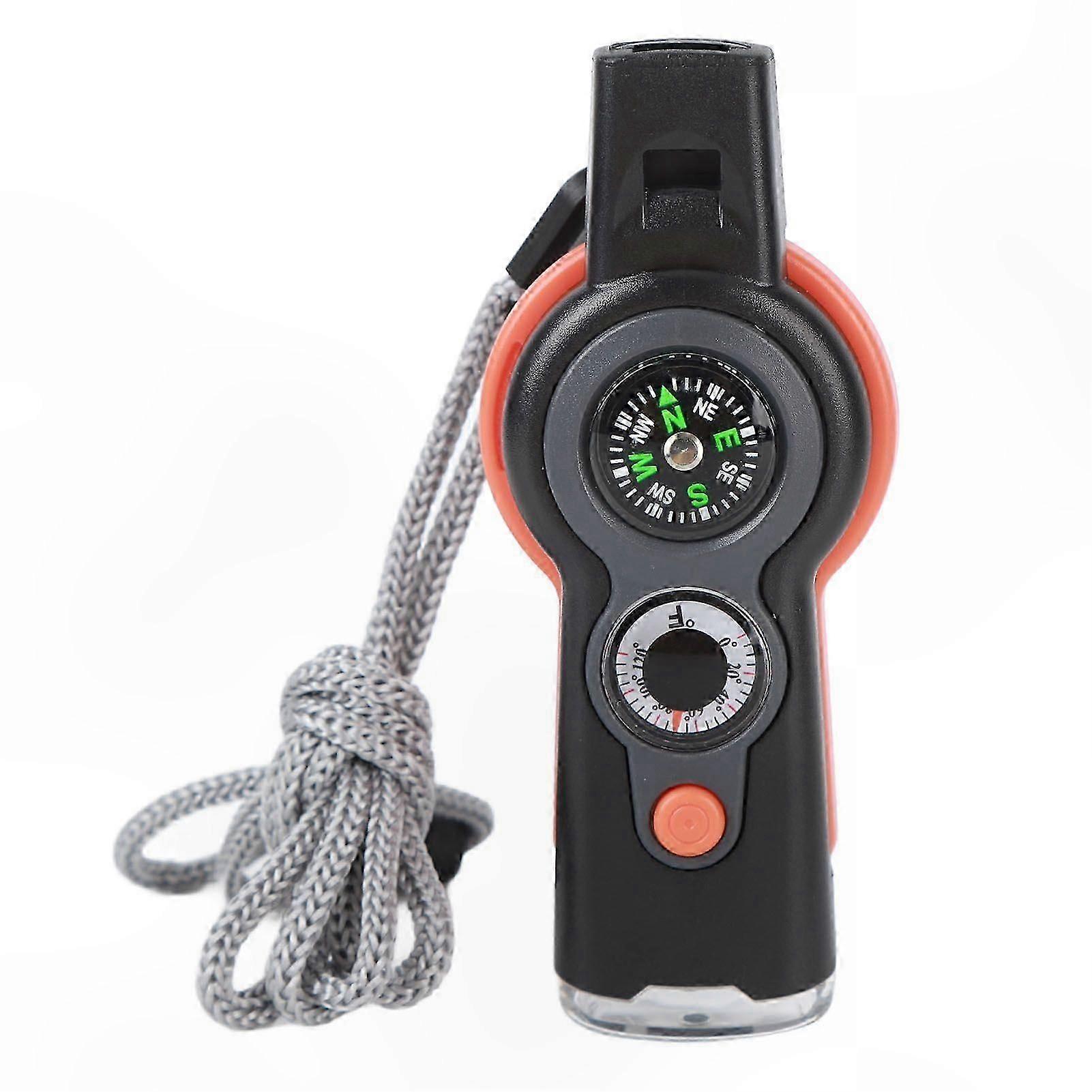Multi-Function Survival Whistle with LED Light, Thermometer, Compass for Outdoor Activities