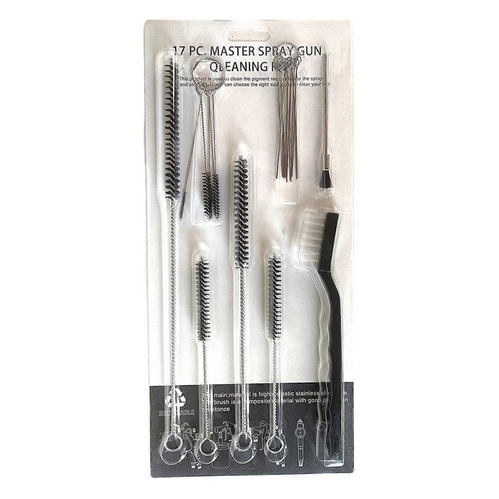 Kit de livres en acier inoxydable pour le nettoyage de l'a��rographe, brosse �� buse, durable, assressenti, 17 pi��ces