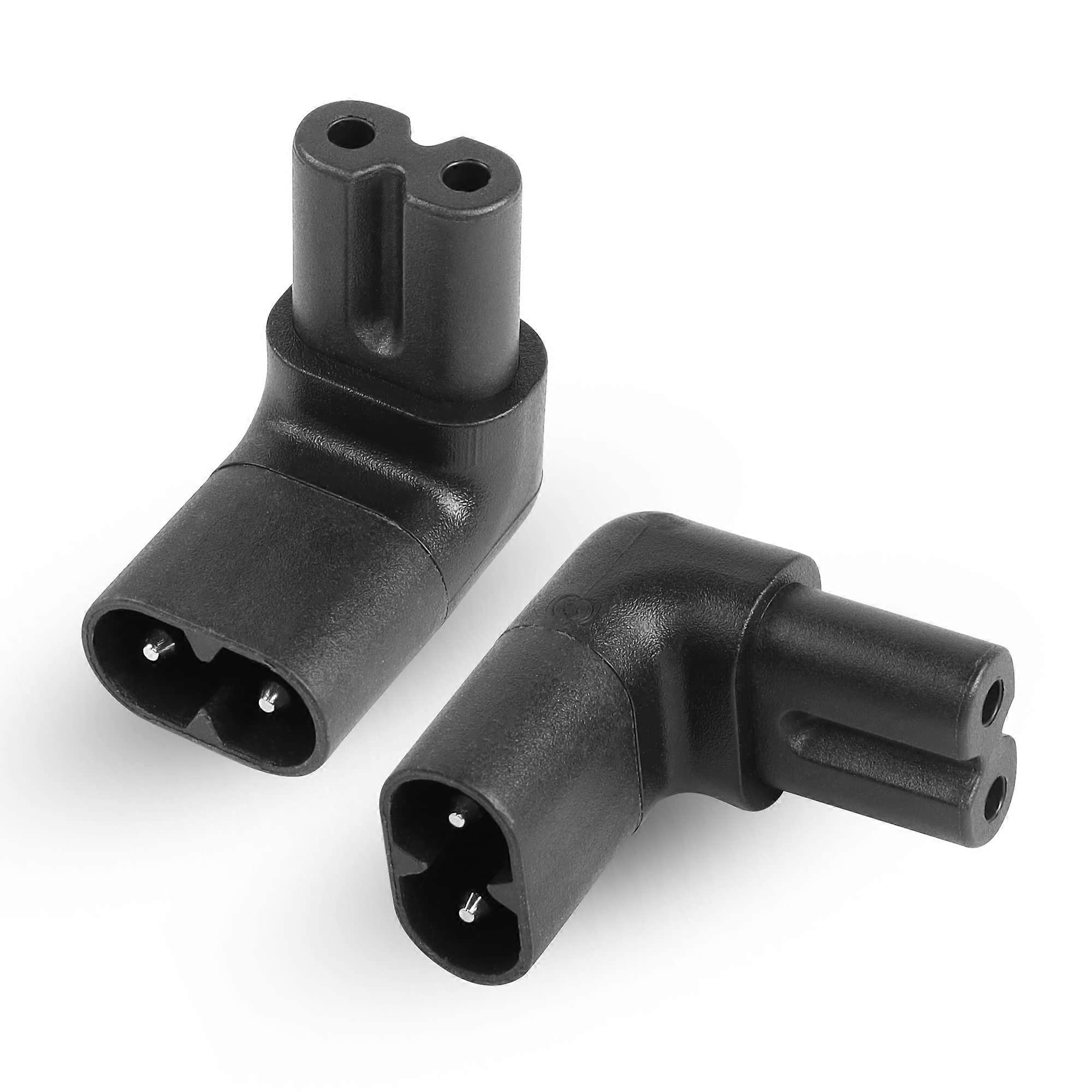 IEC 320 C7 to C8 Power Adapter 90 Degree Right Angle 250V 2.5A Figure 8 Connector 2Pack
