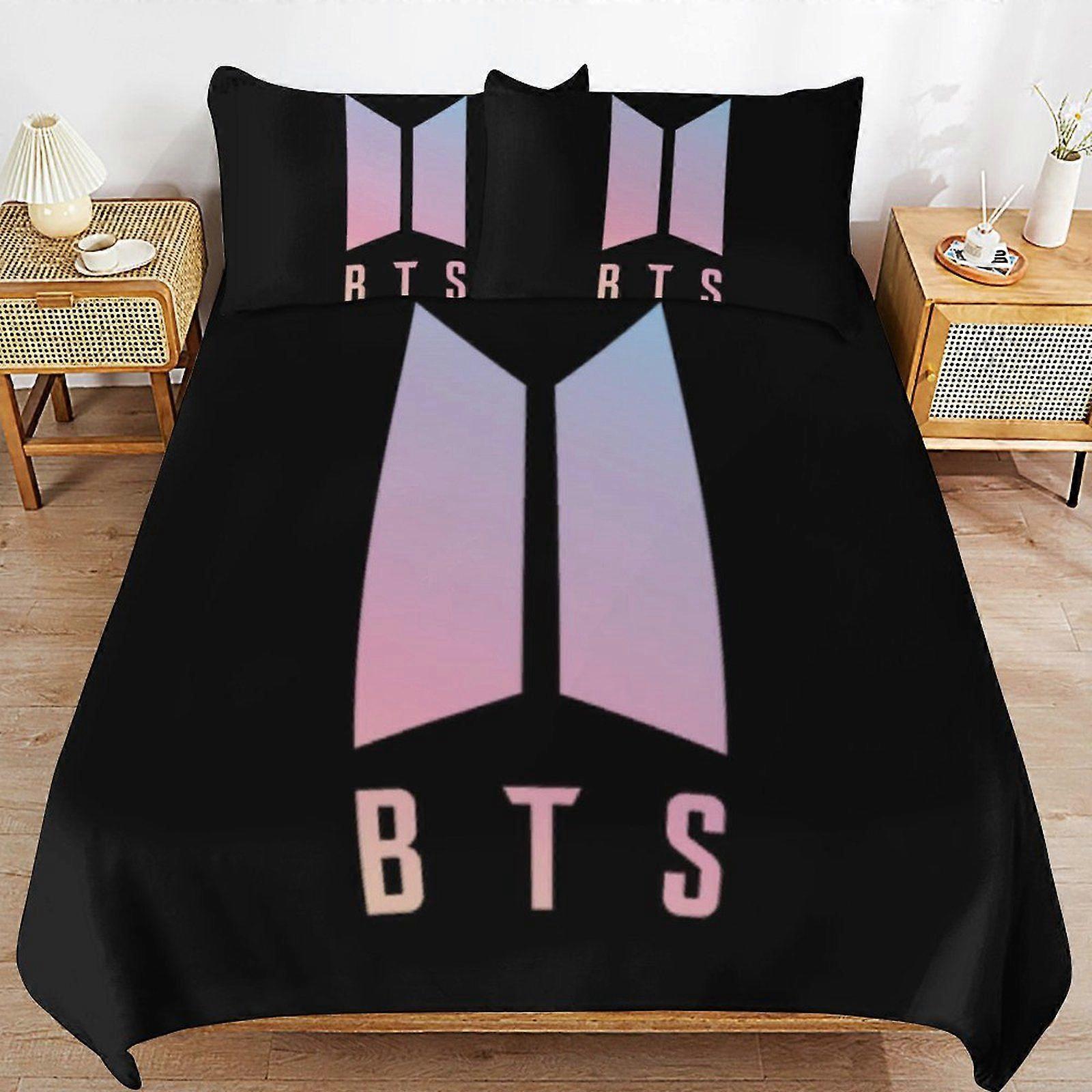 BTS Streamlined Finish Soft Texture Durable Composition Zipper Side Duvet Cover Sets Night Use