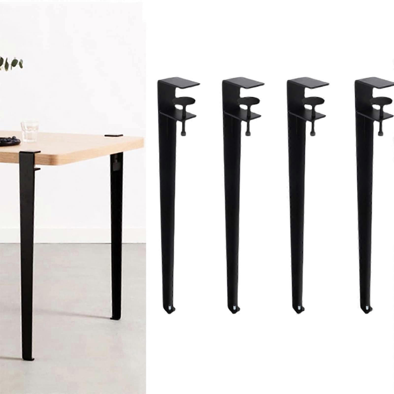 4pcs Adjustable Metal Table Legs Black 40cm, NoDrill FShape Design with RustResistant Finish