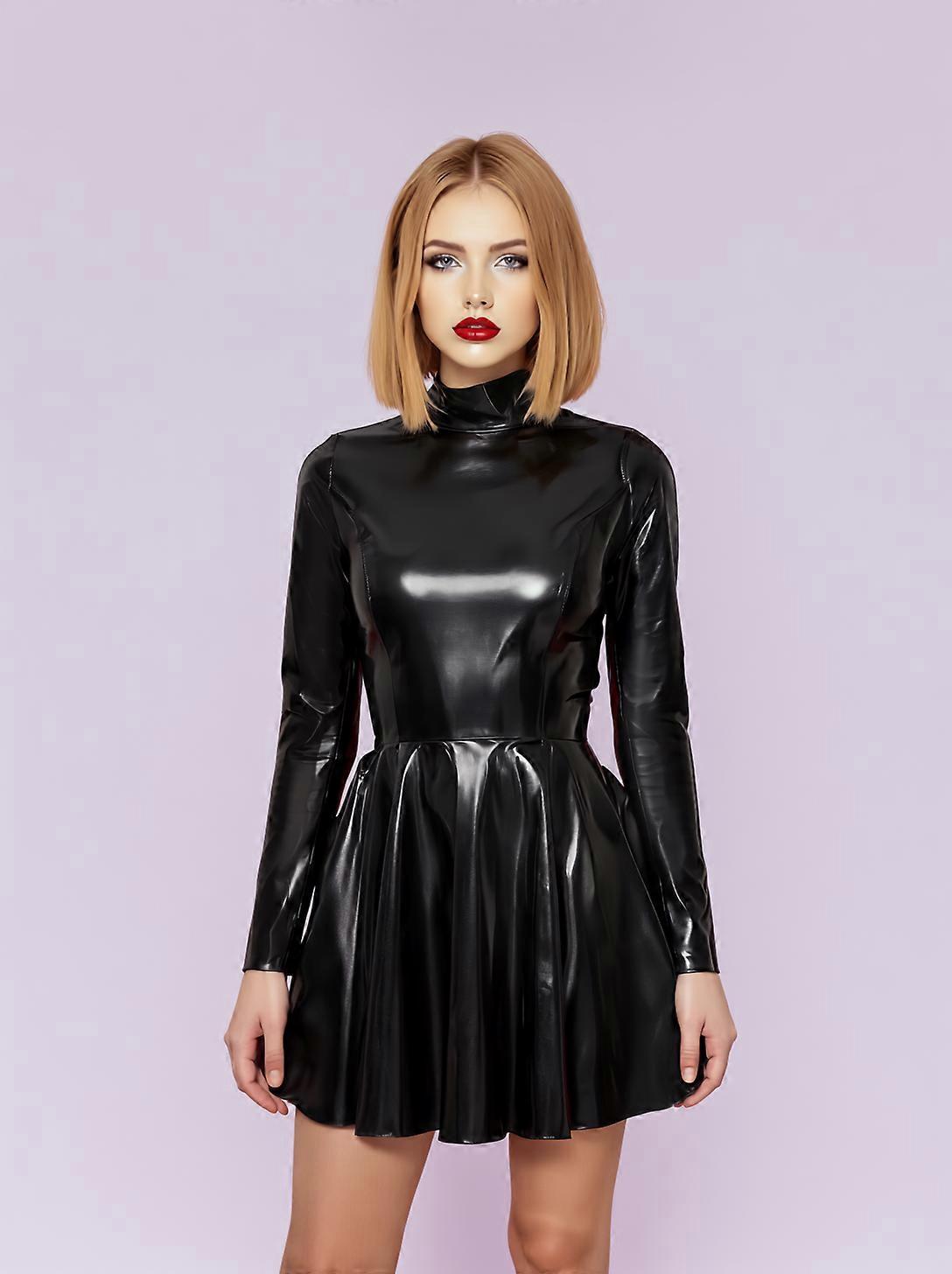 Latex High Neck Skater Dress