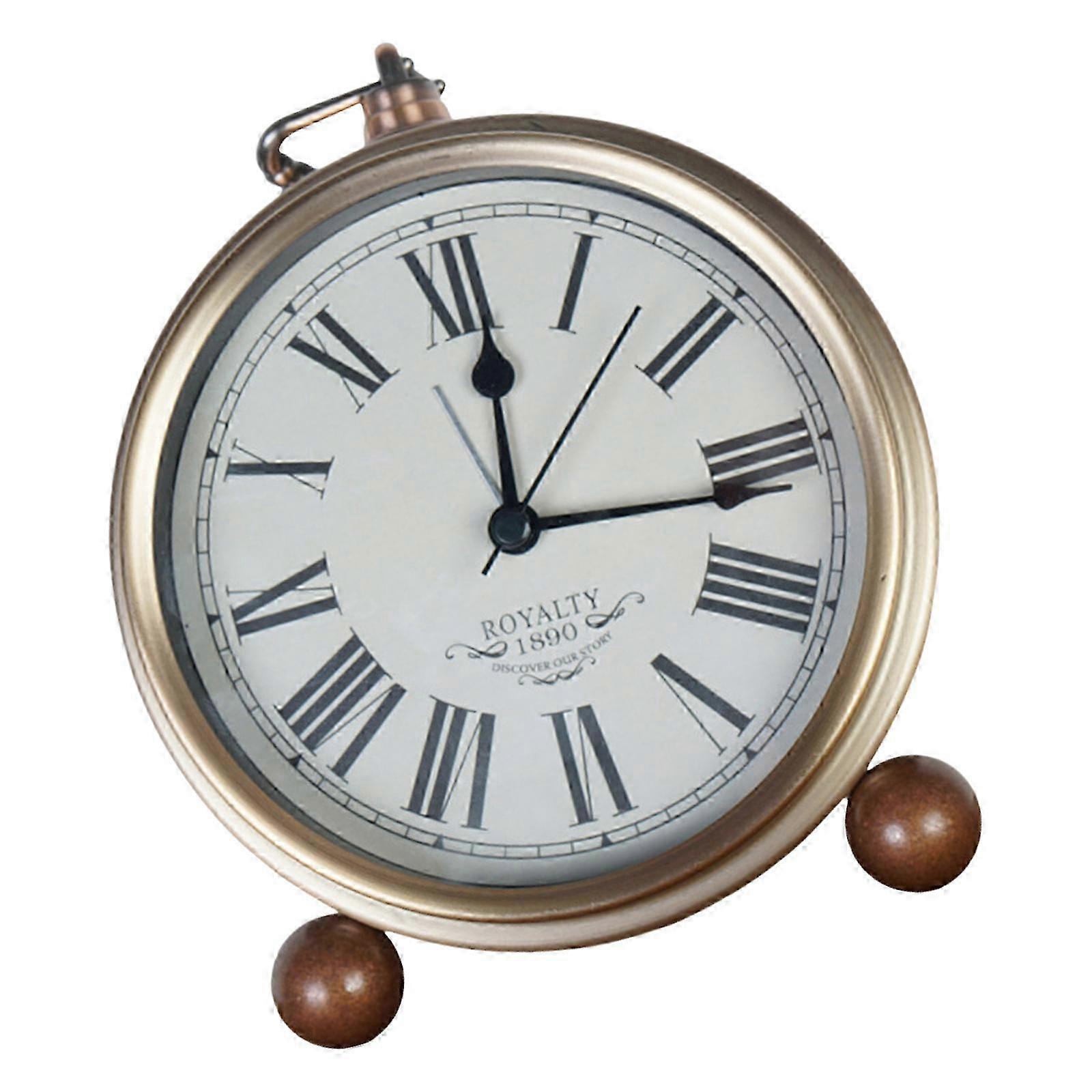 Retro Metal Shelf Clock For Living Room And Bathroom Quiet Movement Battery Operated Classical Designing Multicolor