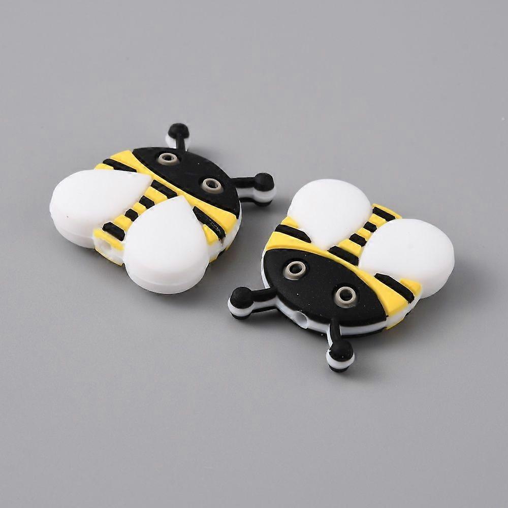 Silicone Beads Bees White 31x28x8.5mm Hole: 3.5mm