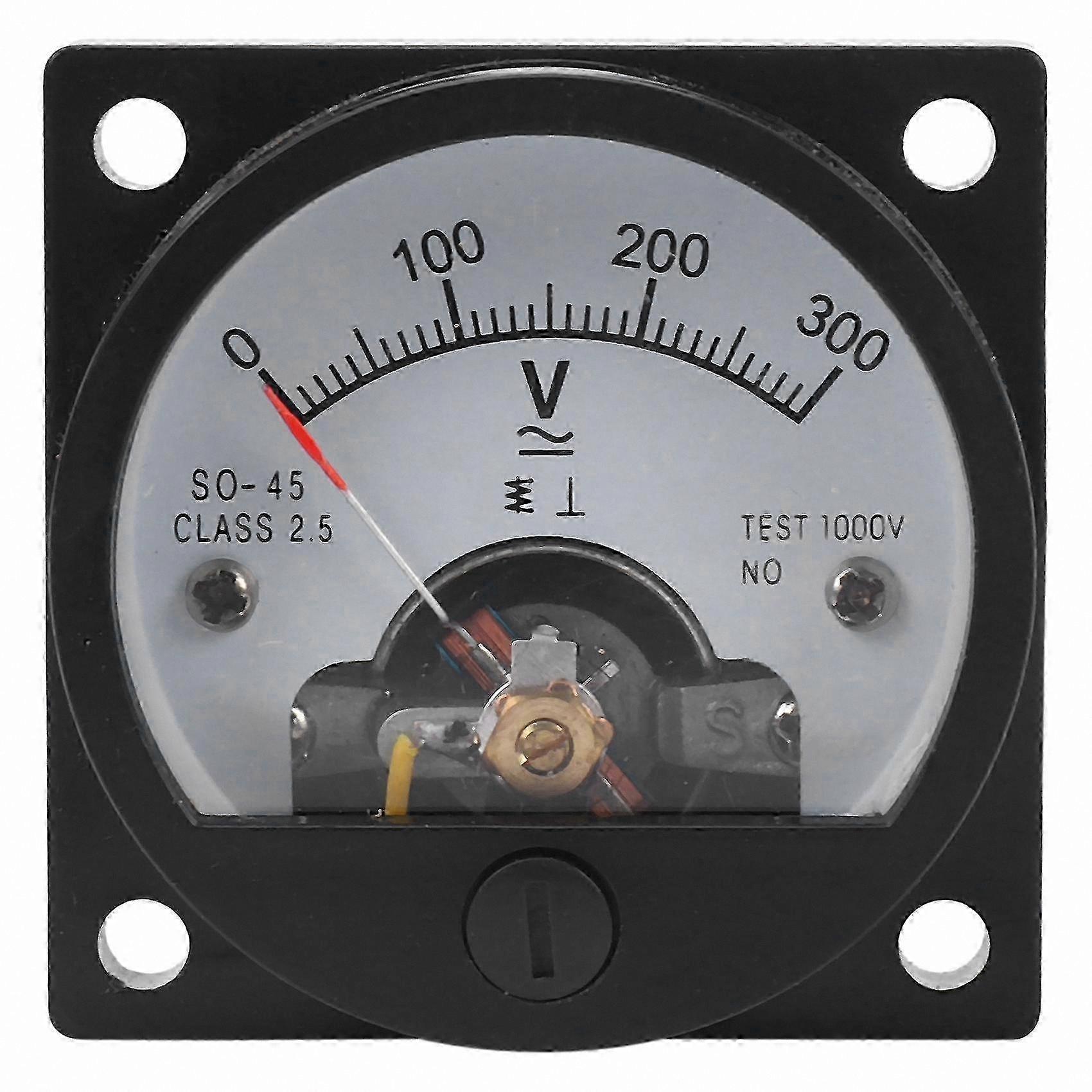 Round Analog Voltmeter Gauge, 0-300V AC Panel Meter with Black Dial
