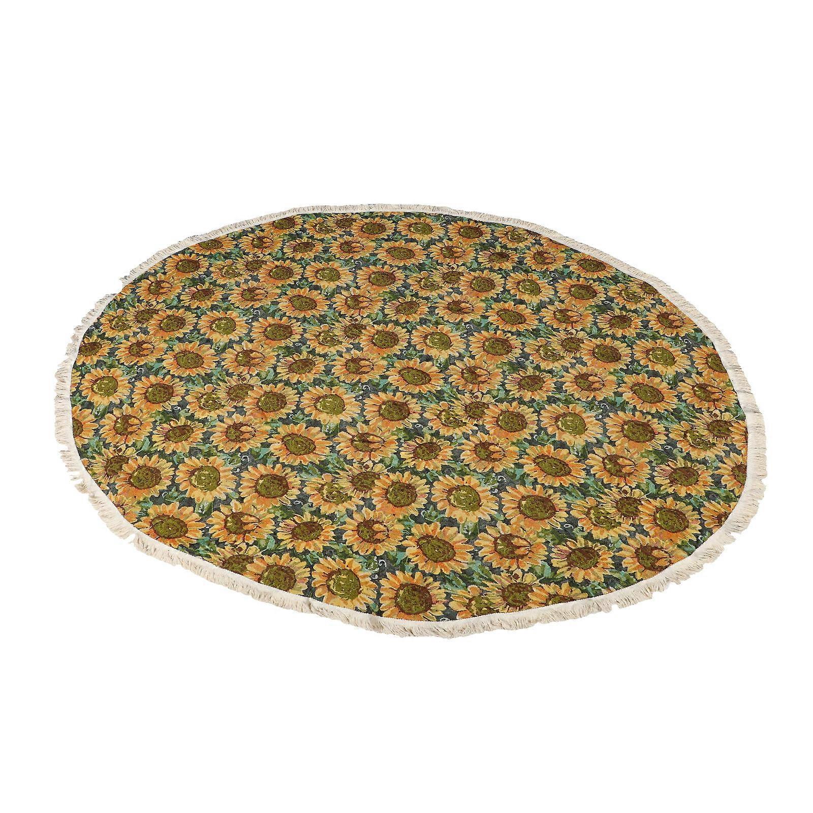 Sunflower Printed Round Table Cover For Dining Table Decoration Yellow 150x150cm Practical 1Set