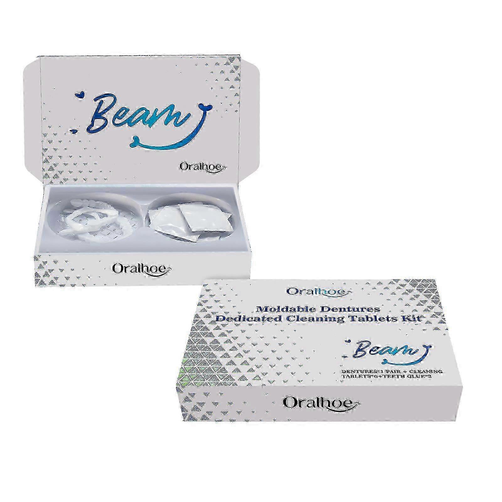 Plastic denture cleaning tablet set, Effective Gentle Cleaning for Silicone Dentures, Fast Dissolving