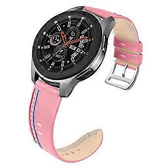 Top Layer Cowhide Genuine Leather Stitching Design Watch Band Strap for Samsung Galaxy Watch3 45mm/W