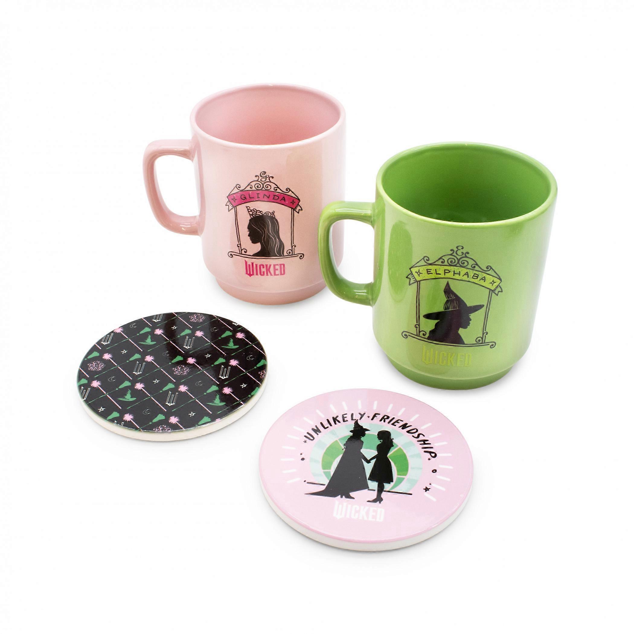 Wicked Elphaba and Glinda Stackable Mugs and Coaster Set
