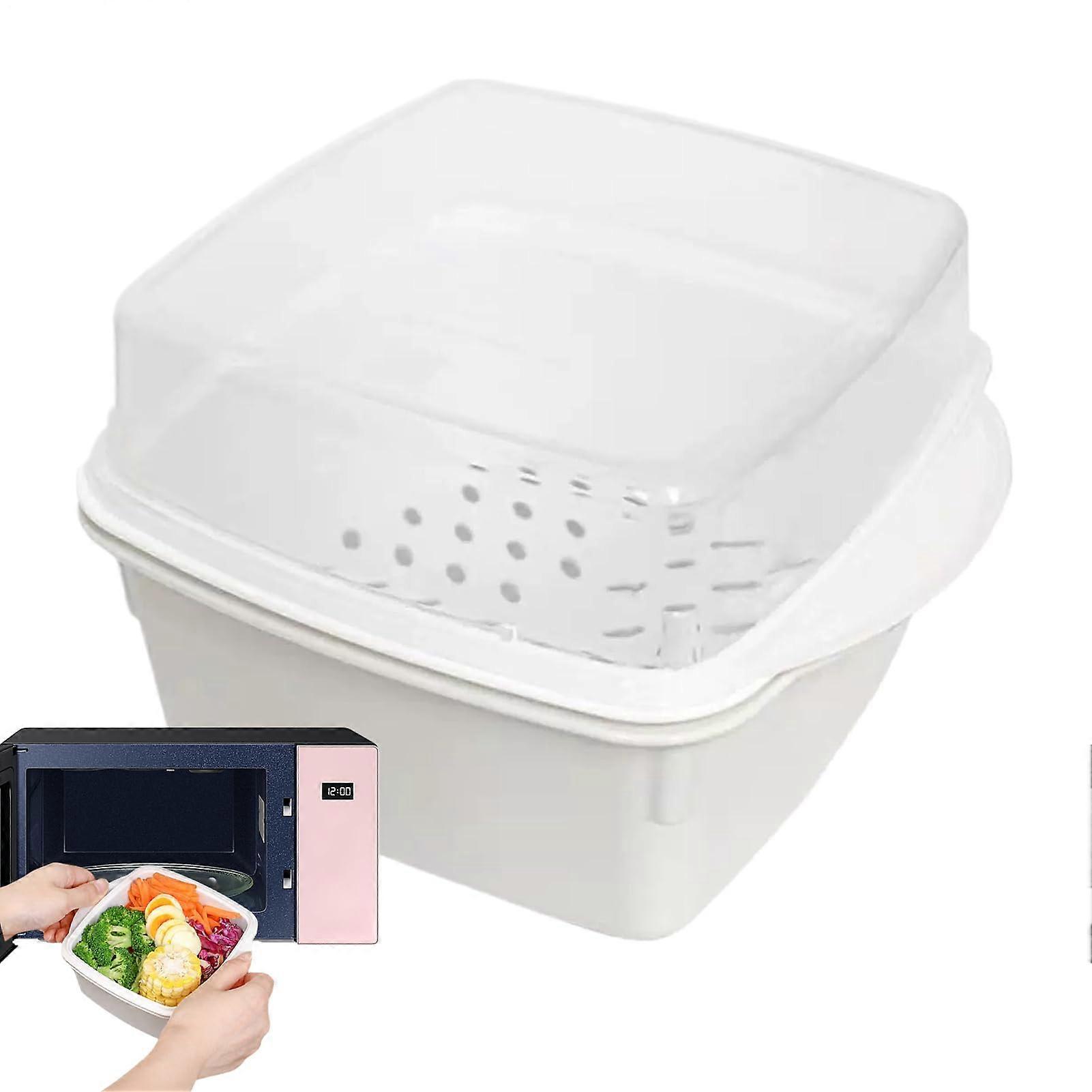 Microwave Vegetable Steamer Bowl Stackable Food Grade PP for Fish and Veggies Easy Clean