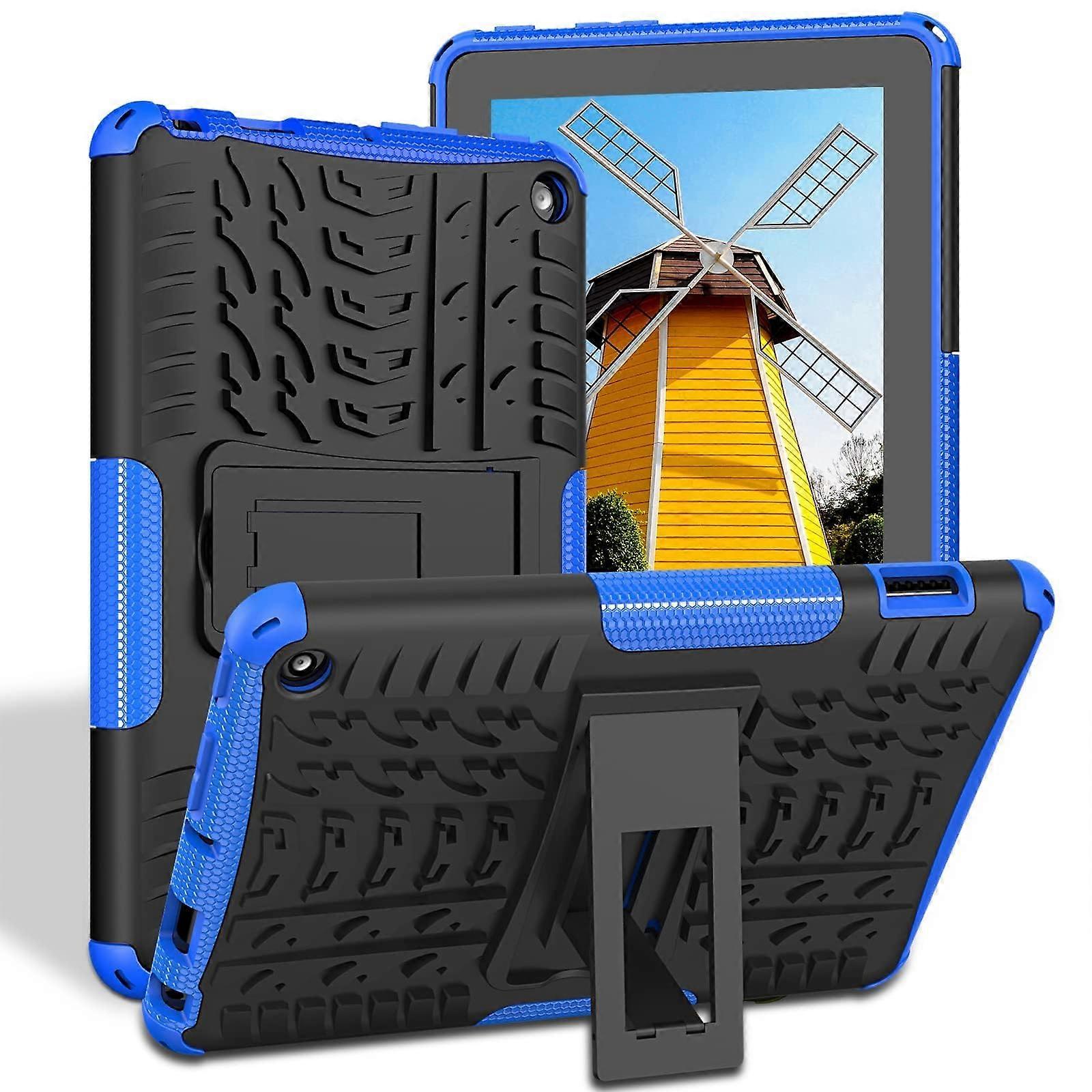 Case for Fire 7 Tablet 12th Gen Military Grade Shockproof Dual Layer with Kickstand Blue