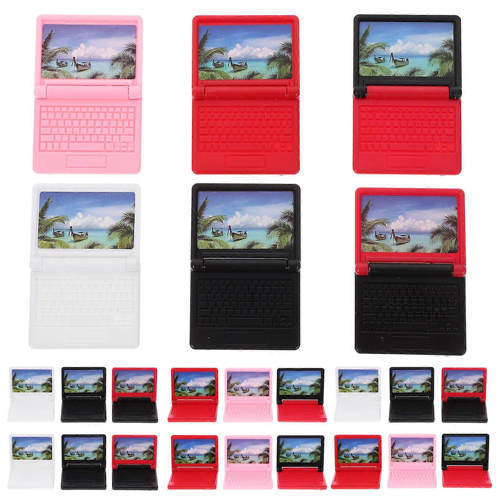 Simulation Laptop Model Toy for Decor 24Pcs Miniature Assorted Colors