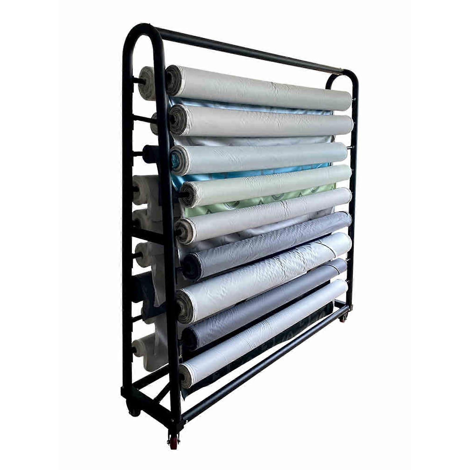 Fabric Display Rack Heavy Duty DoubleSided Adjustable Steel Storage Stand with Lockable Wheels 150cm