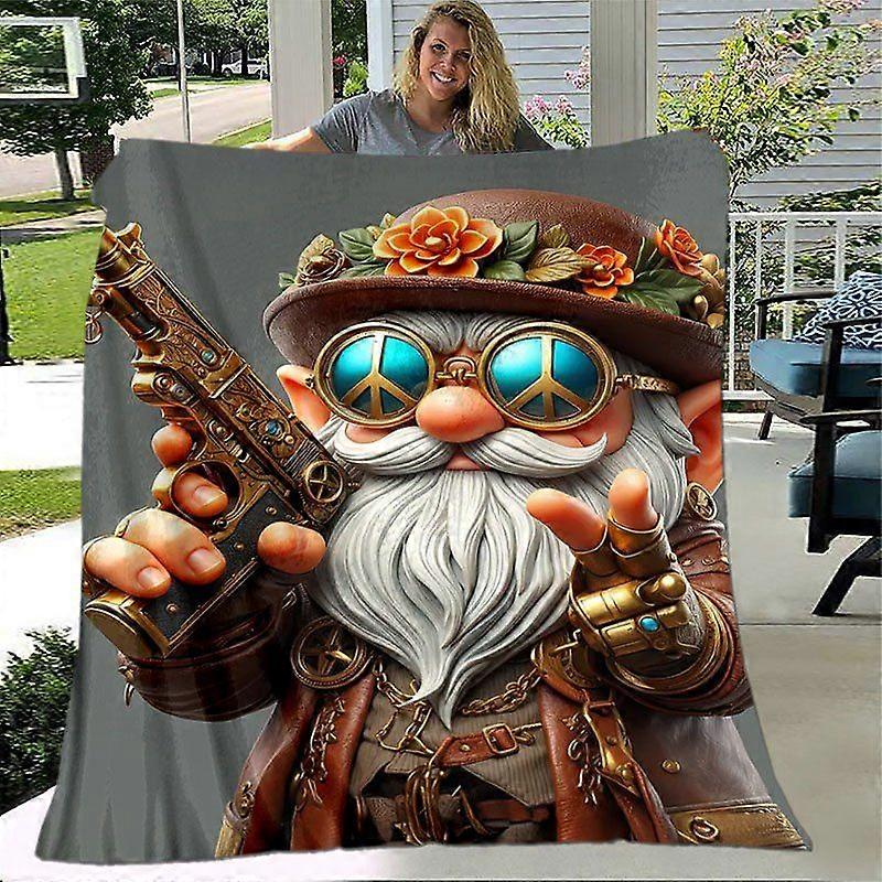 GnomeThemed Steampunk Wizard Blanket Featuring a Peace Sign Gun