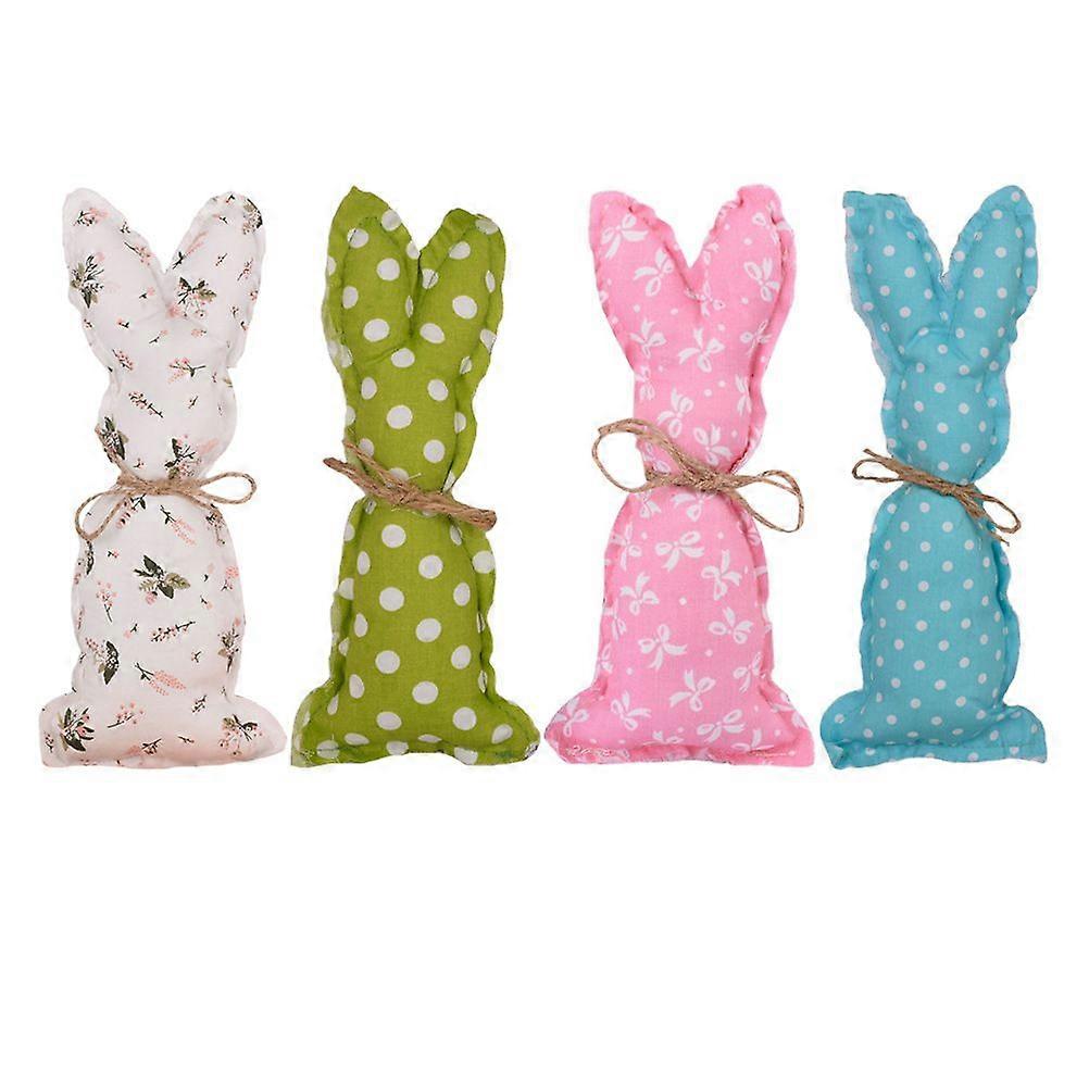 4Pcs Stuffed Easter Bunnies Rustic Fabric Spring Cloth Bunny Rabbit Decorations