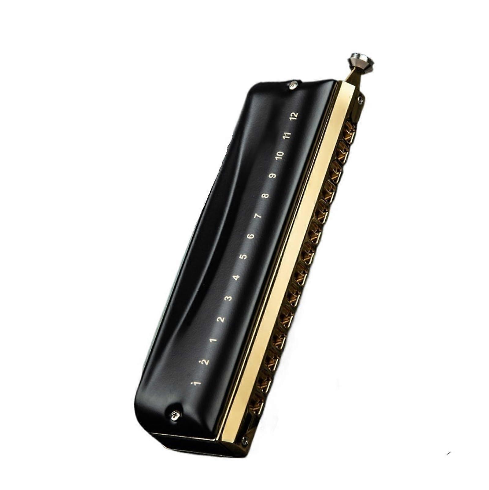 14 Hole Chromatic Harmonica Professional with Fast Reed Response and Ergonomic Stainless Shell