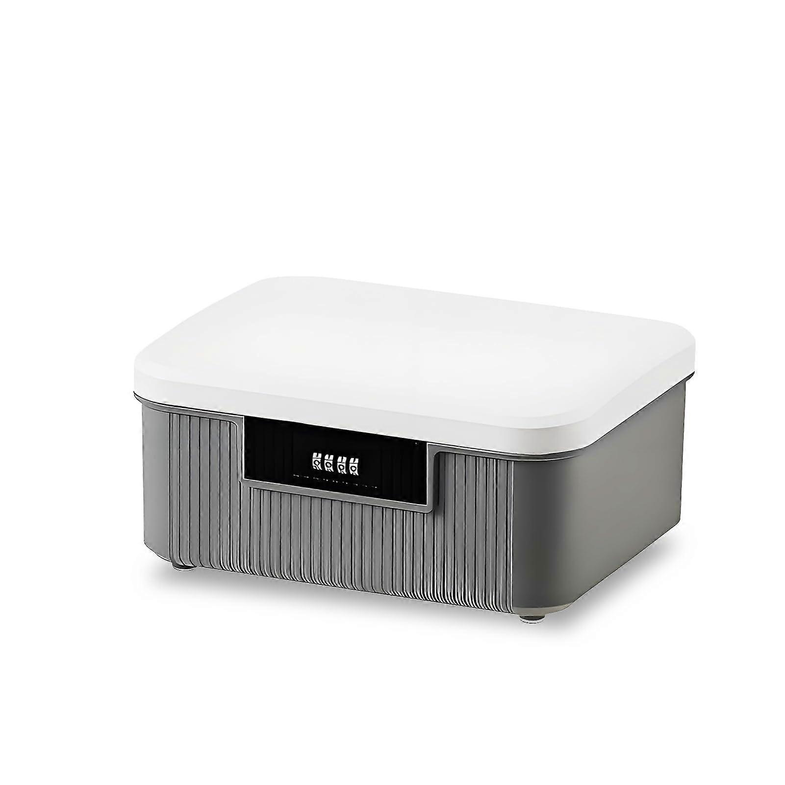 Lockable Storage Box with Combination Password, Double Layer 9L Durable ABS for Cash and Valuables