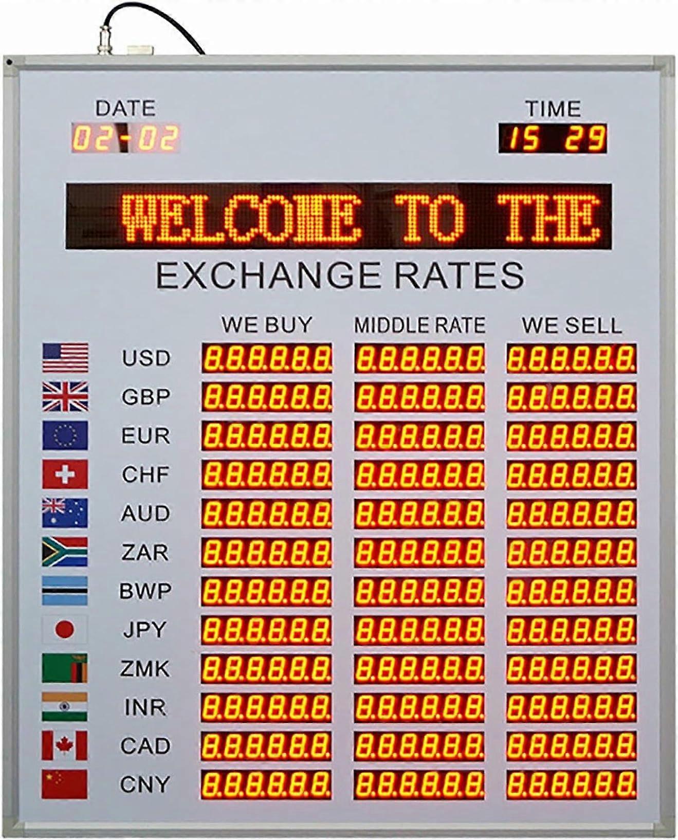 LED Exchange Rate Display with Automatic Time Sync and Brightness Screen for Banks
