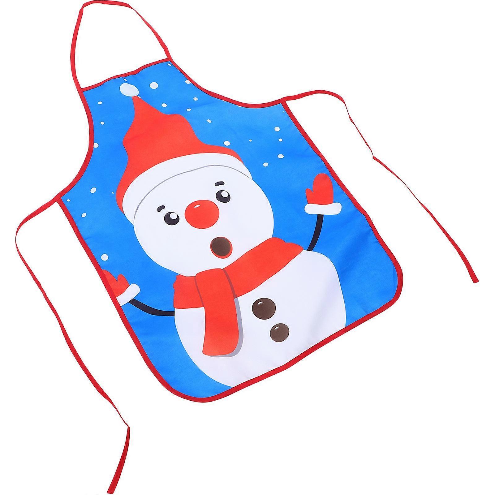 Snowman Cooking Apron for Kitchen Use Half Body Apron with Adjustable Ties