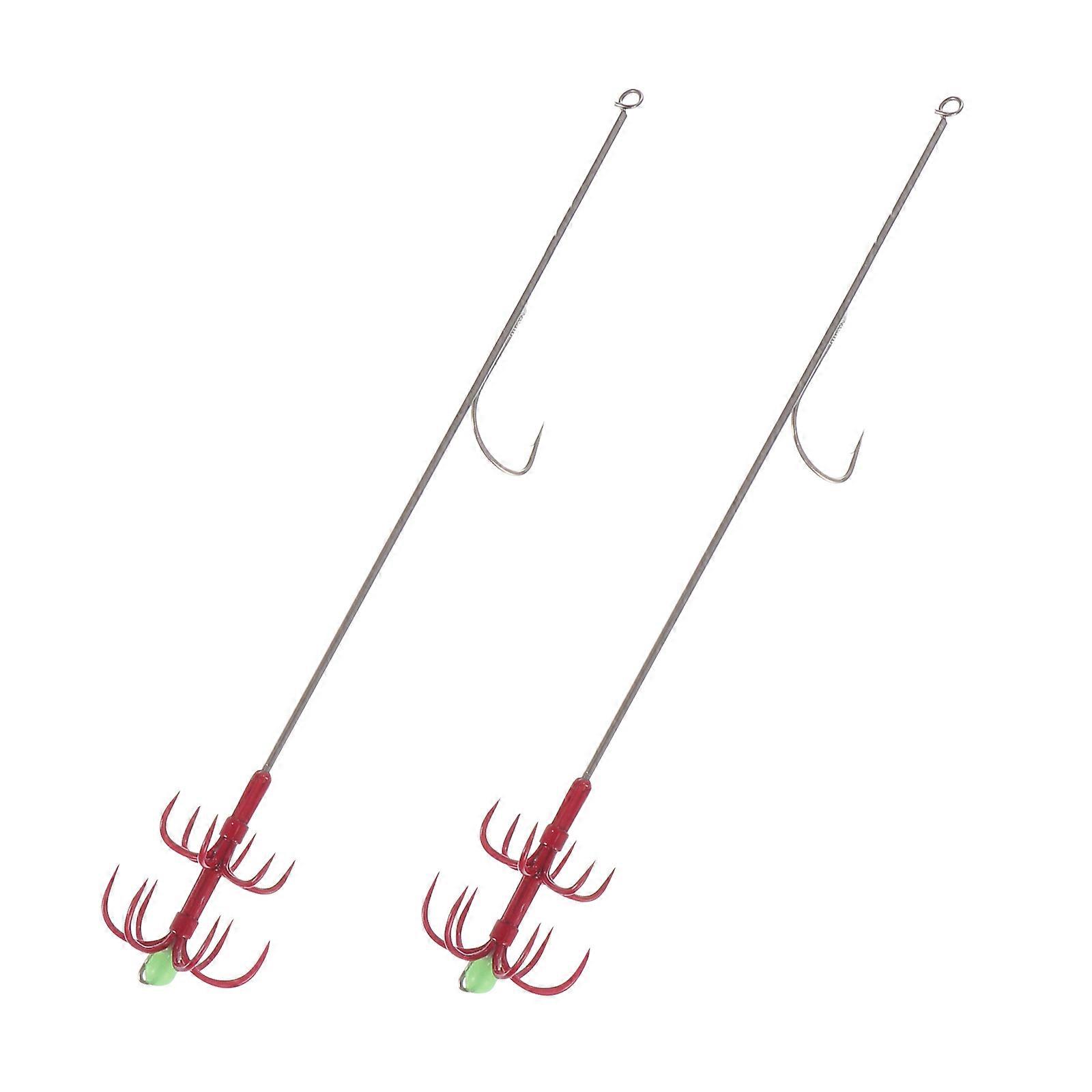 Red Double-Layer Fish Hook for Fishing with 2Pcs Durable Sea Hooks
