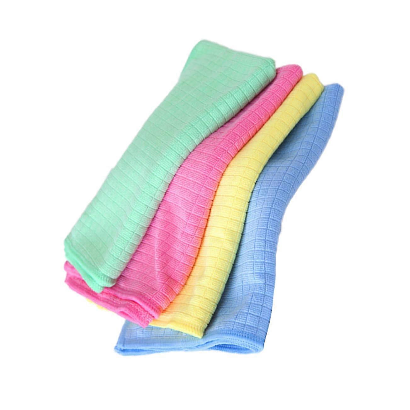 4pcs Microfiber Kitchen Cleaning Cloths and Scouring Pads, Quick Drying, NonScratch
