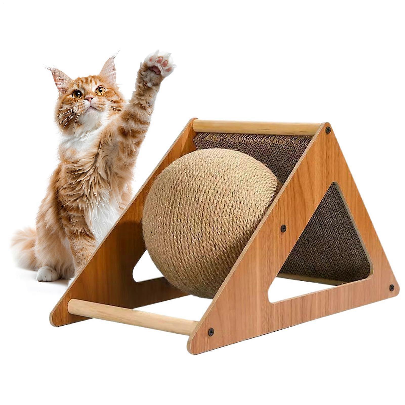 ChewResistant Cat Scratching Ball with Stable Triangular Base for Kitten Training and Indoor Play