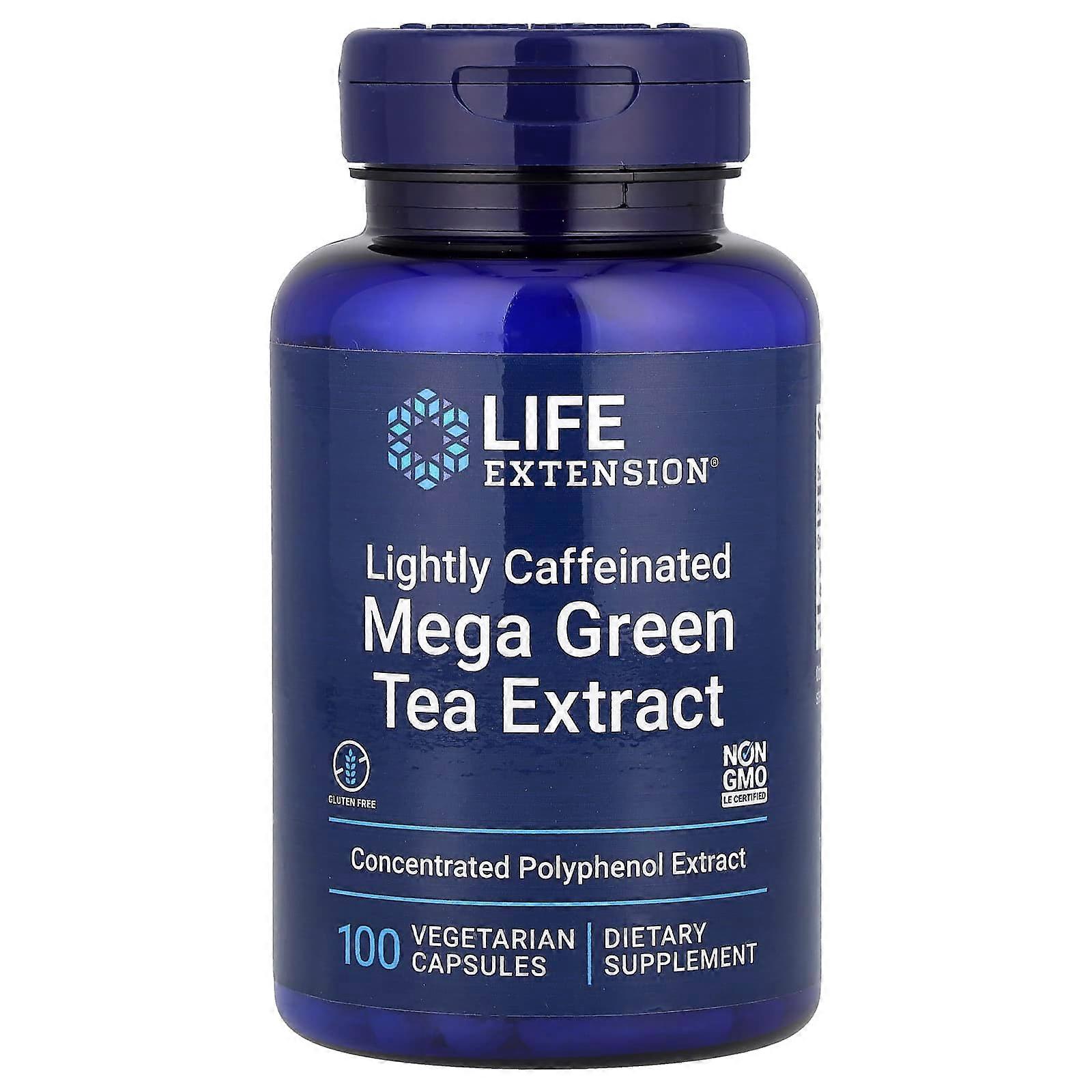 Life Extension, Mega Green Tea Extract, Lightly Caffeinated, 100 Vegetarian Caps