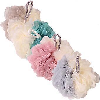 Duschschwamm für Körperpeeling, 4 Stück, verschiedene Farben, Nylon-Duschbälle